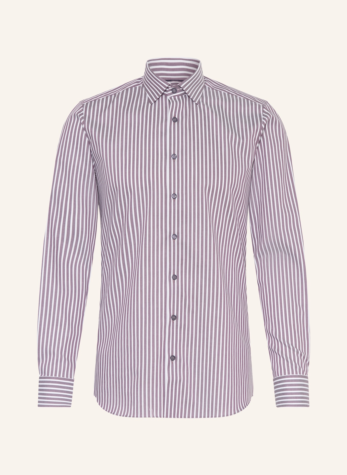 OLYMP Košile body fit: KRÉMOVÁ / FIALOVÁ