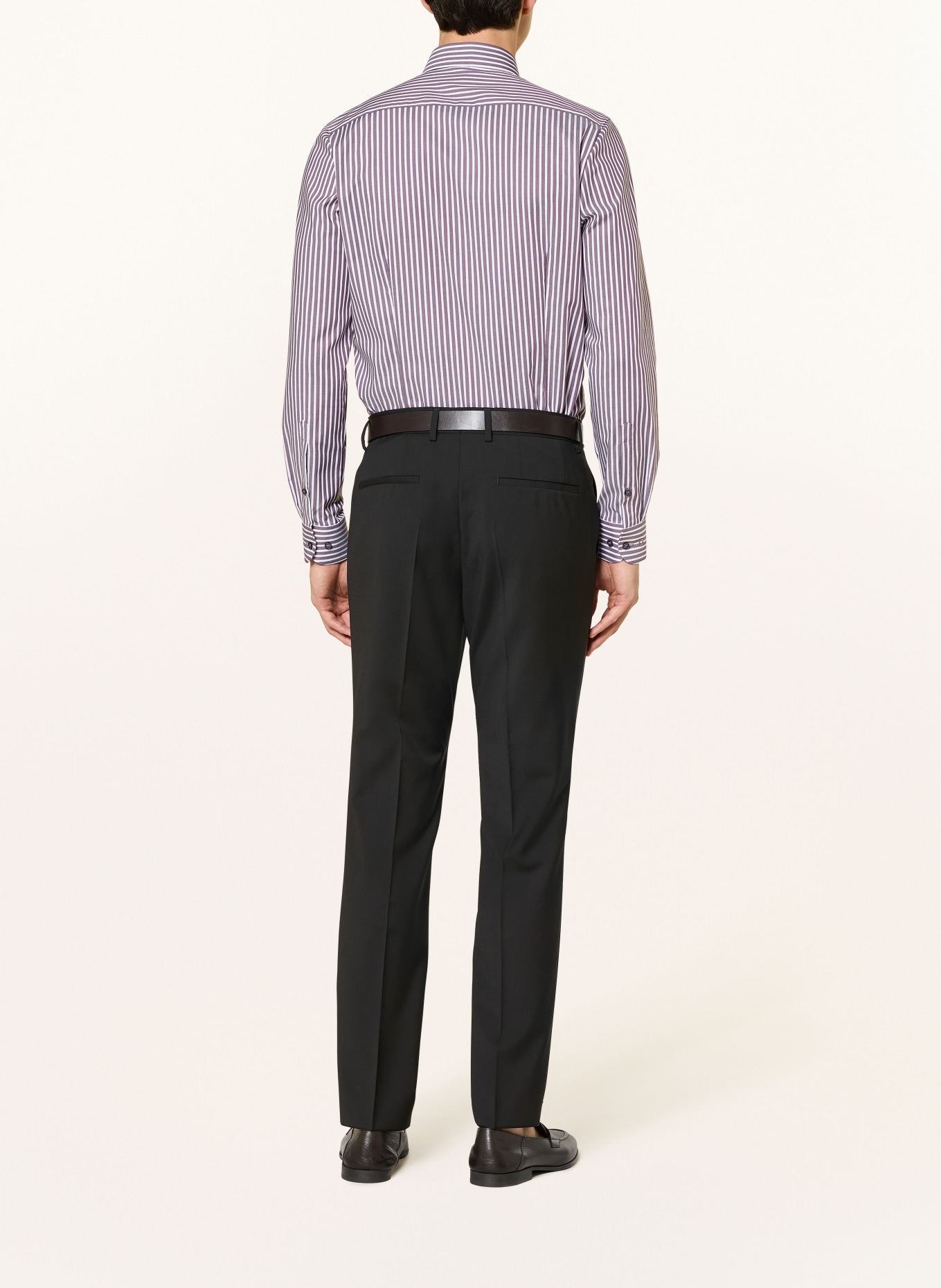 OLYMP Košile body fit: KRÉMOVÁ / FIALOVÁ