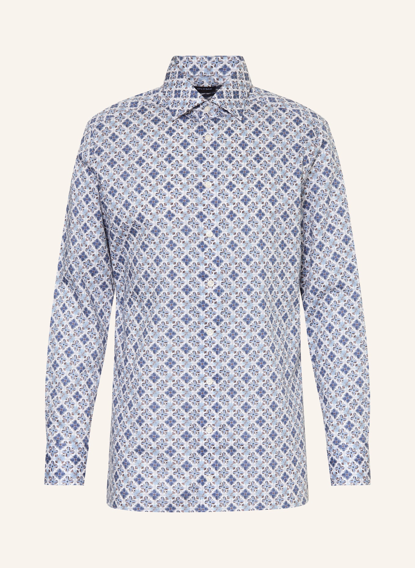 OLYMP Koszula Luxor o nowoczesnym kroju: NIEBIESKI / CIEMNOBRĄZOWY / BIAŁY