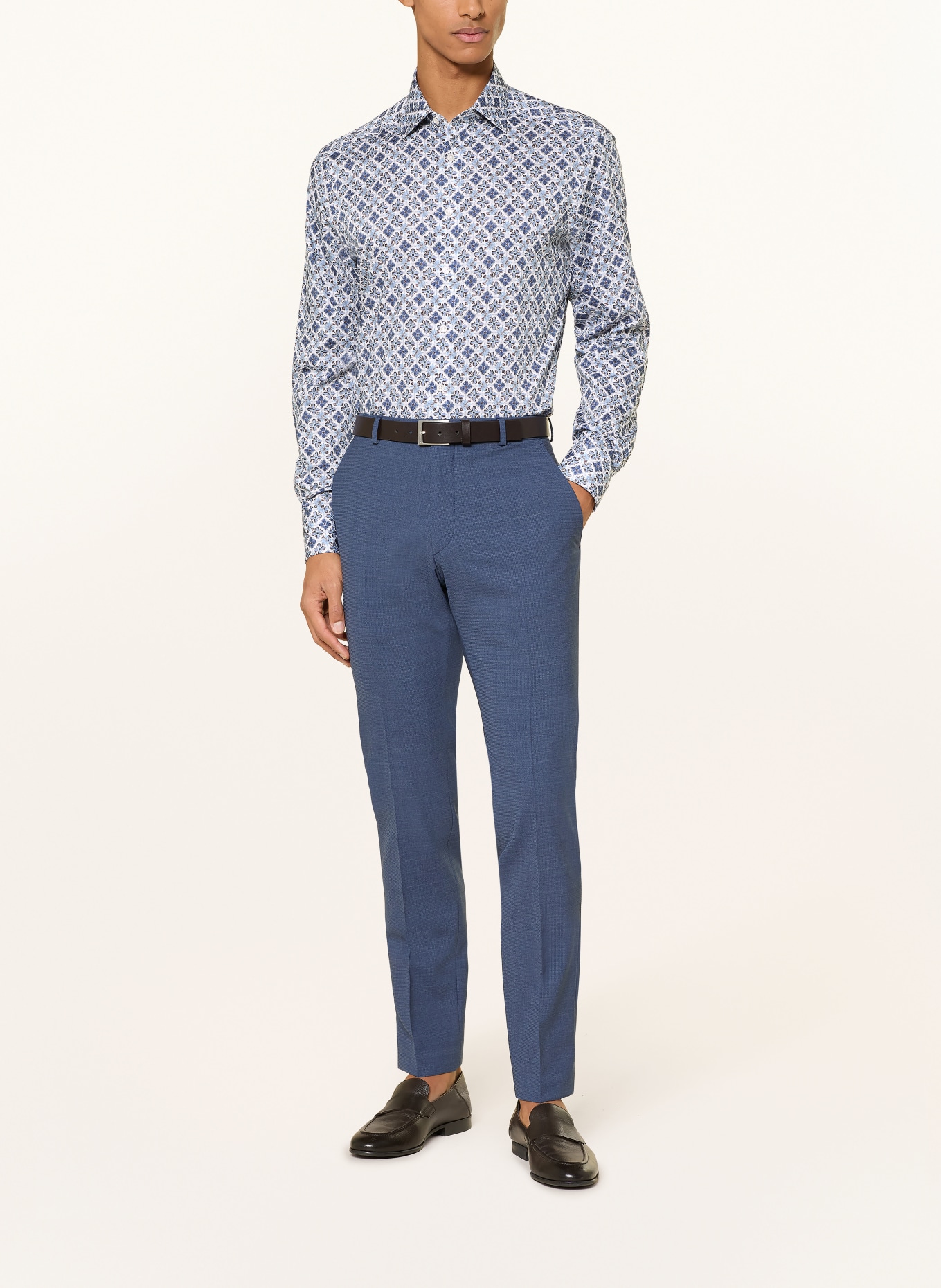 OLYMP Koszula Luxor o nowoczesnym kroju: NIEBIESKI / CIEMNOBRĄZOWY / BIAŁY