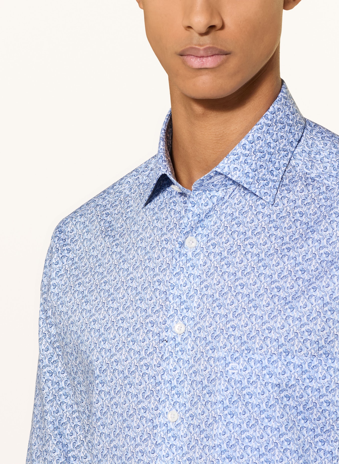 OLYMP Hemd Luxor comfort fit: WEISS / BLAU