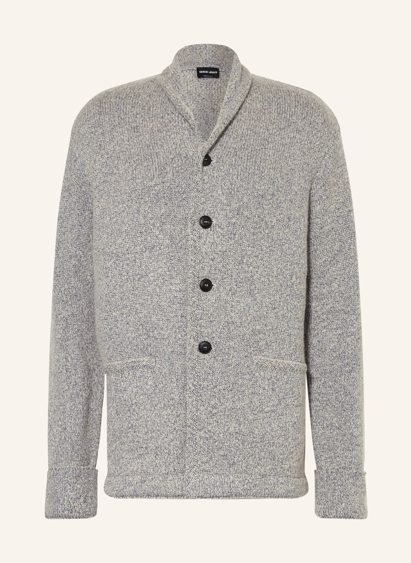 GIORGIO ARMANI Strickjacke aus Cashmere: HELLGRAU / DUNKELBLAU