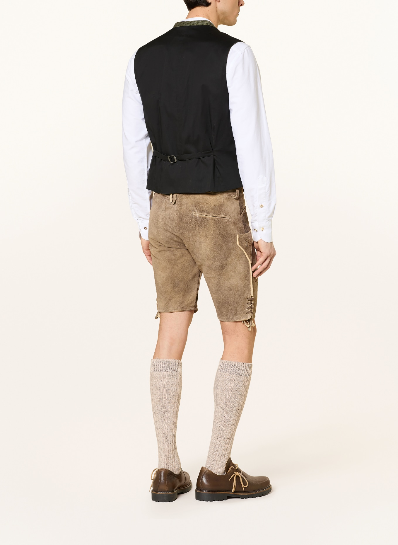 OSTARRICHI Trachten-Lederhose FRANZ: BEIGE / DUNKELBRAUN