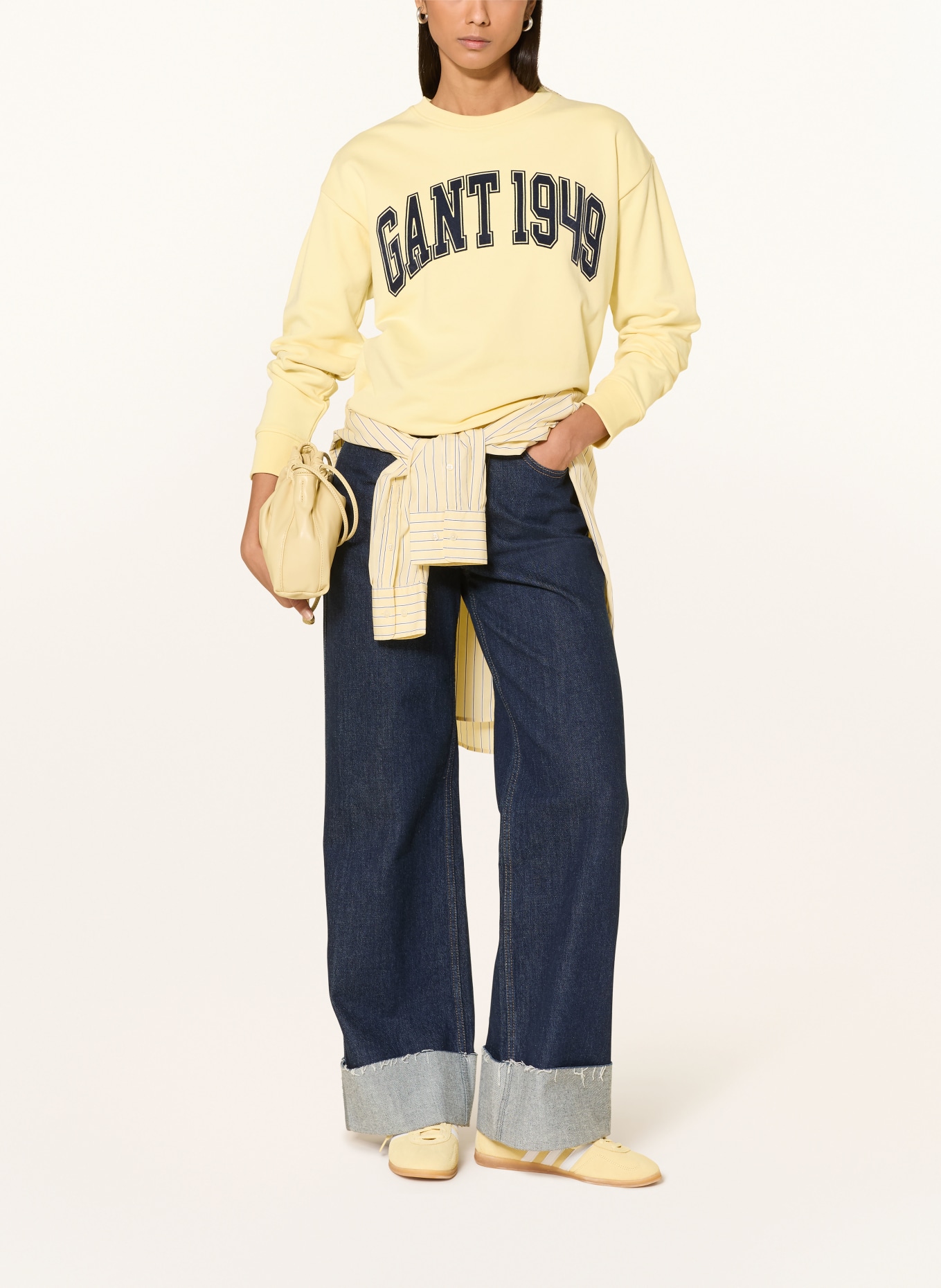 GANT Sweatshirt: GELB / DUNKELBLAU