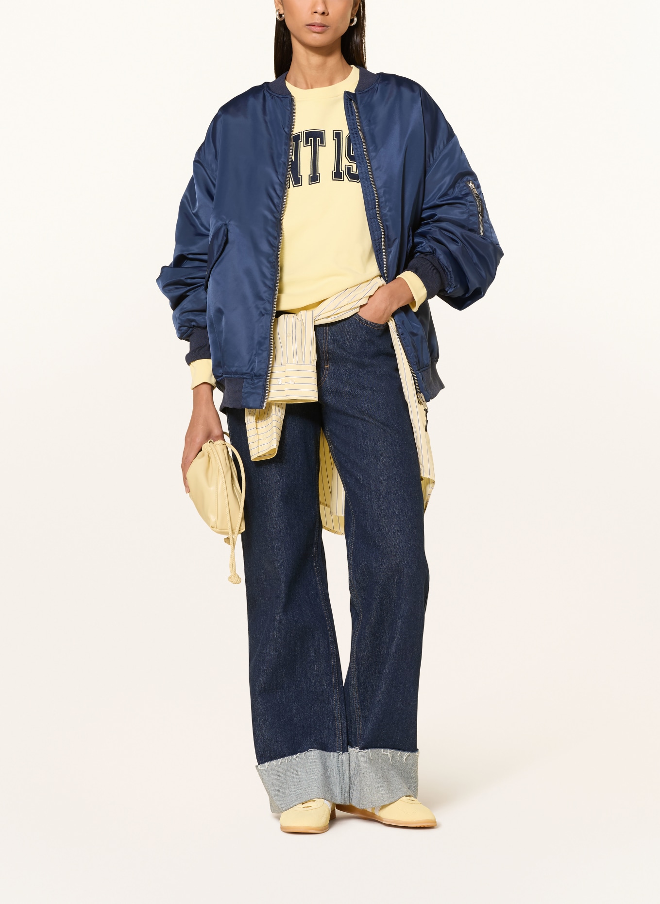 GANT Sweatshirt: GELB / DUNKELBLAU