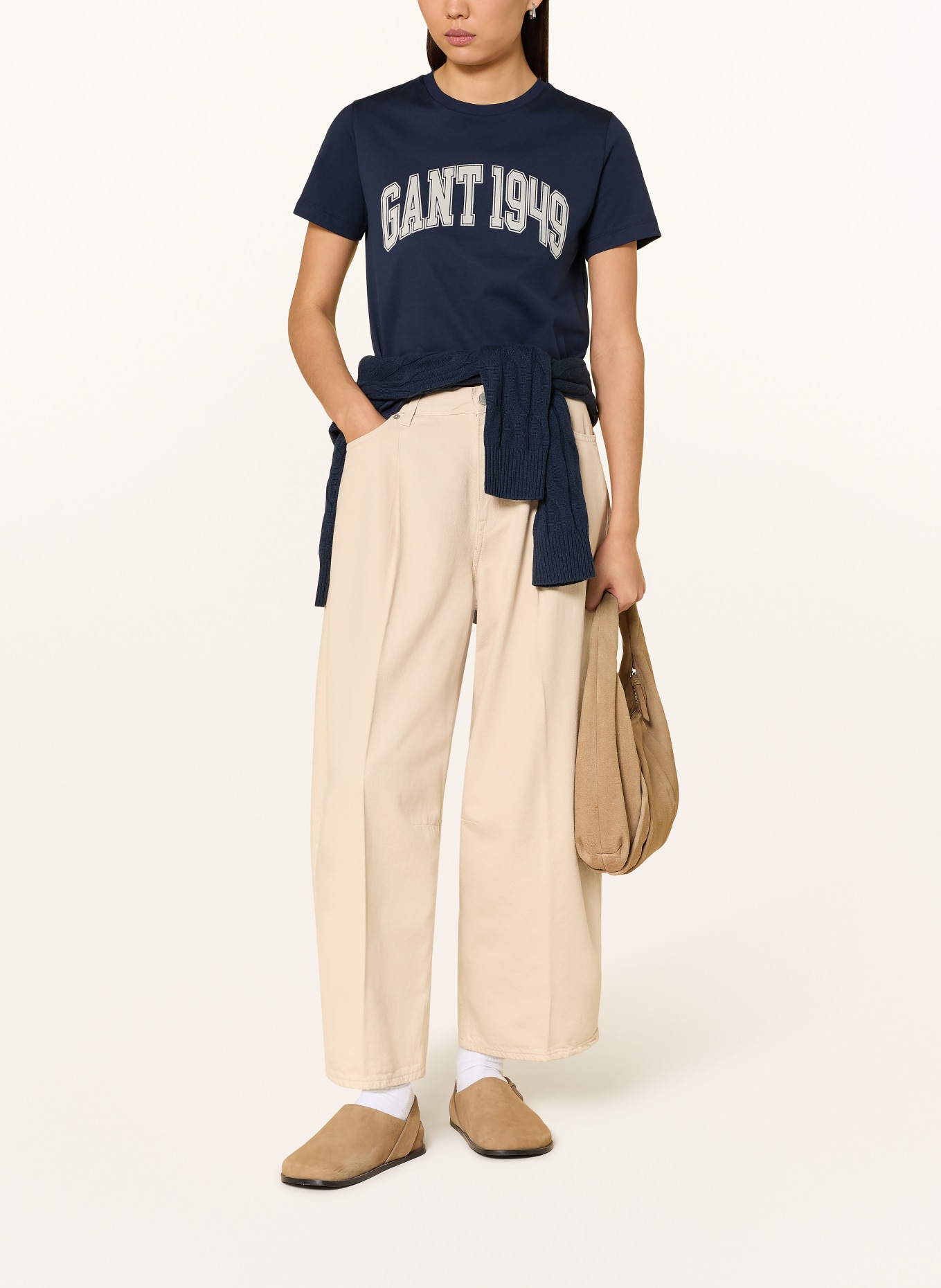 GANT T-Shirt: DUNKELBLAU / WEISS