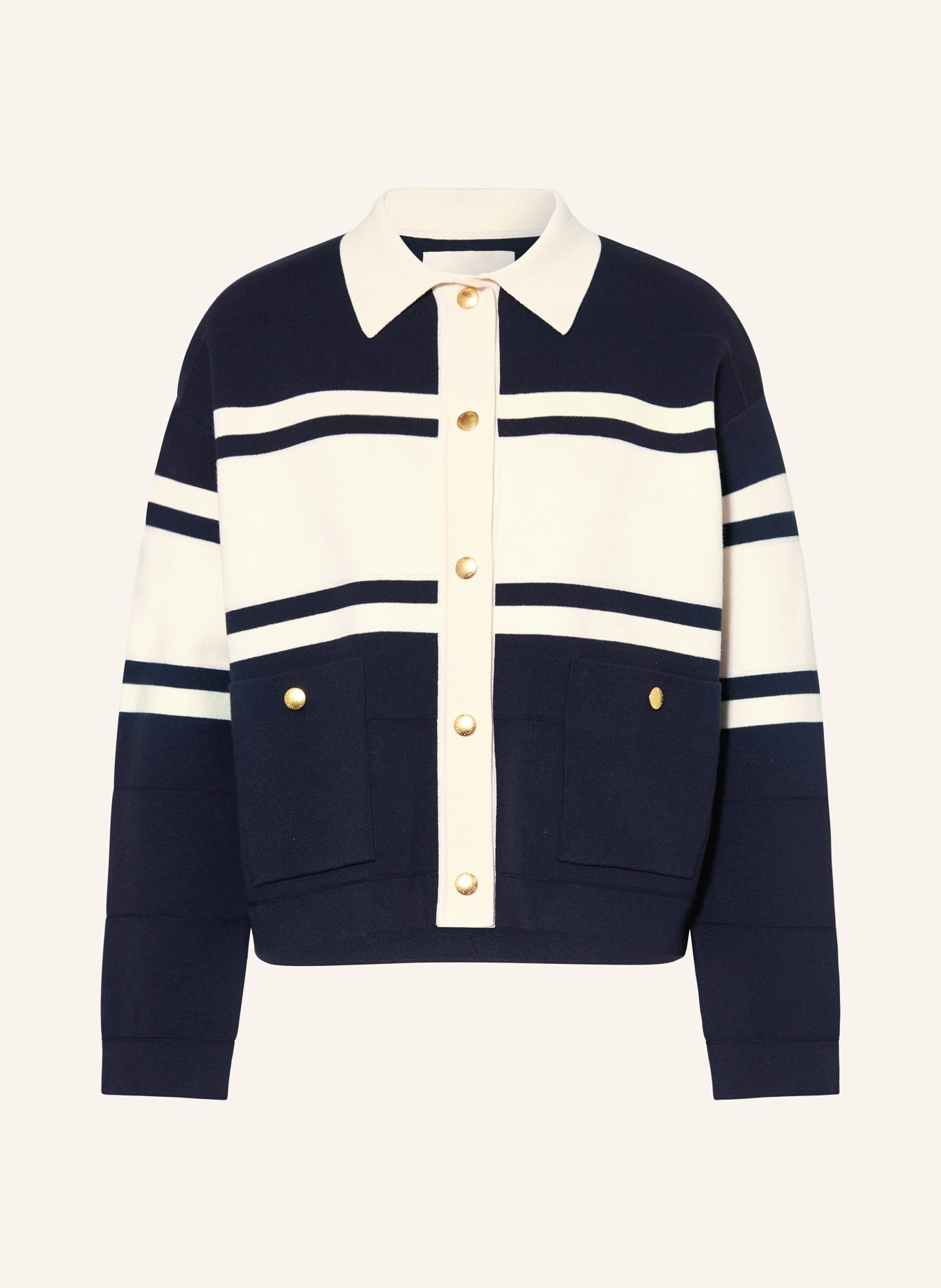 GANT Strickjacke: DUNKELBLAU / CREME