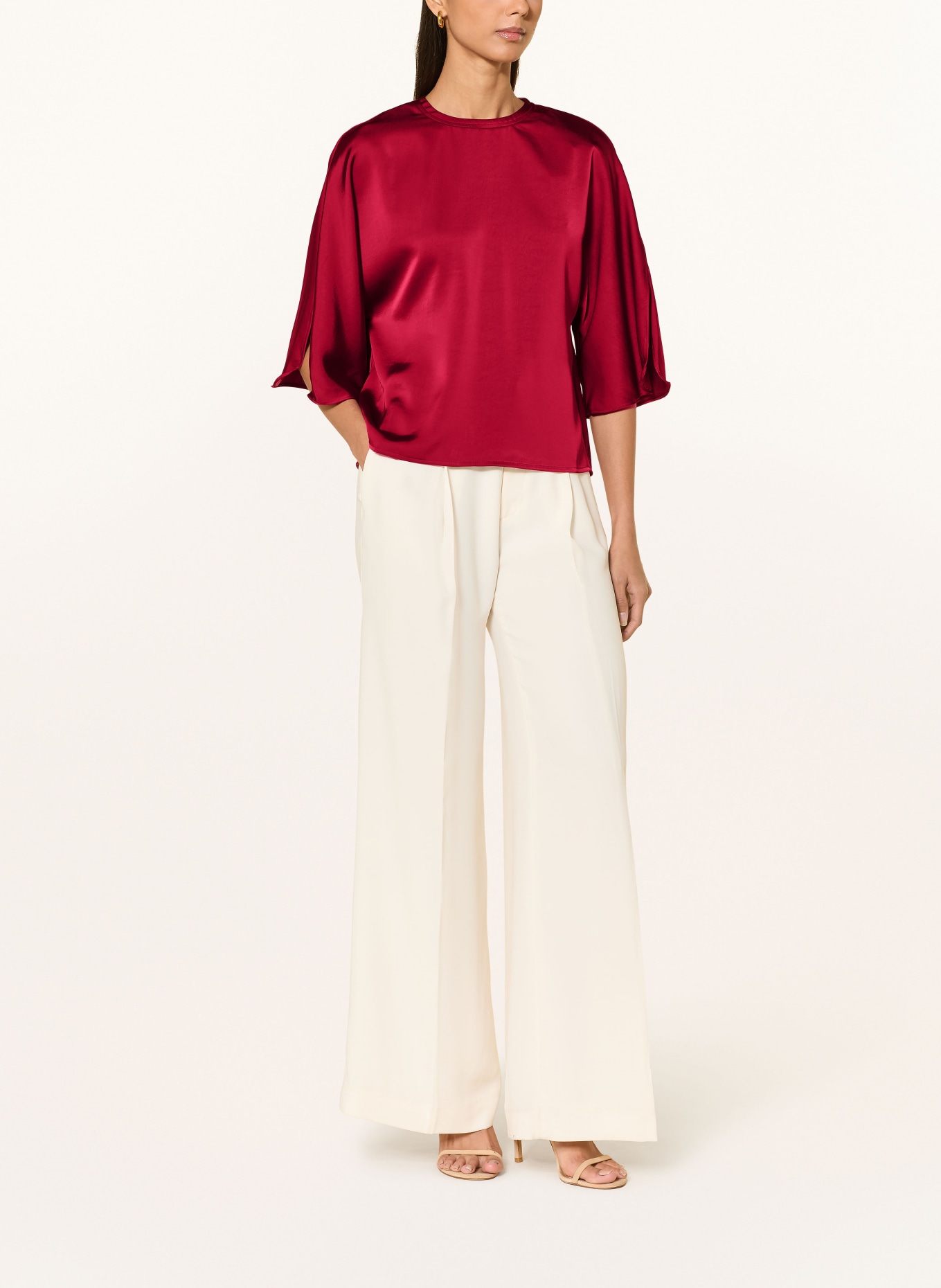 NEO NOIR Blusenshirt LIORA aus Satin mit 3/4-Arm: DUNKELROT