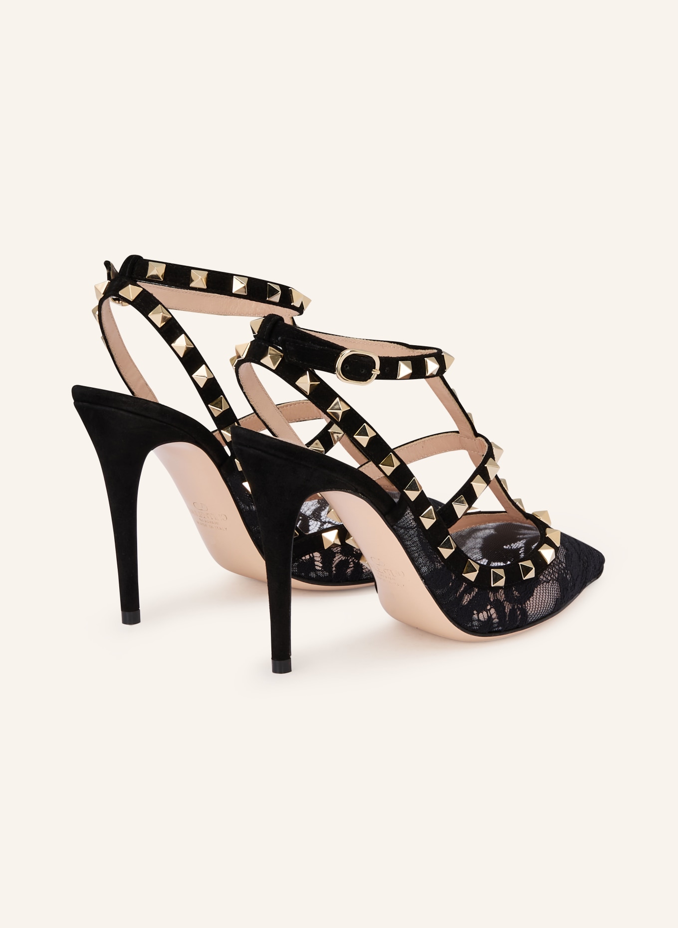 VALENTINO GARAVANI ROCKSTUD slingback pumps with studs: BLACK / SILVER