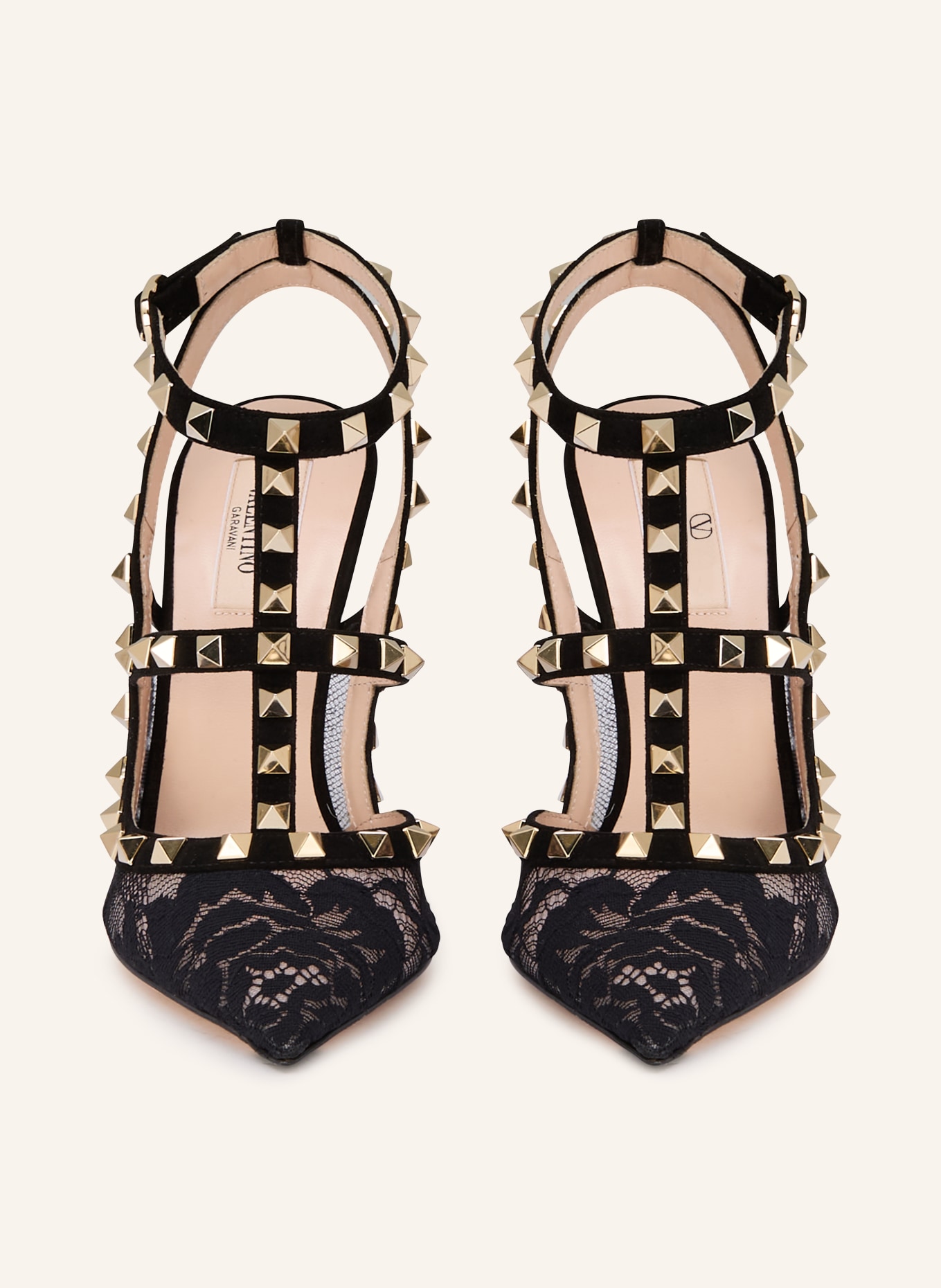 VALENTINO GARAVANI ROCKSTUD slingback pumps with studs: BLACK / SILVER