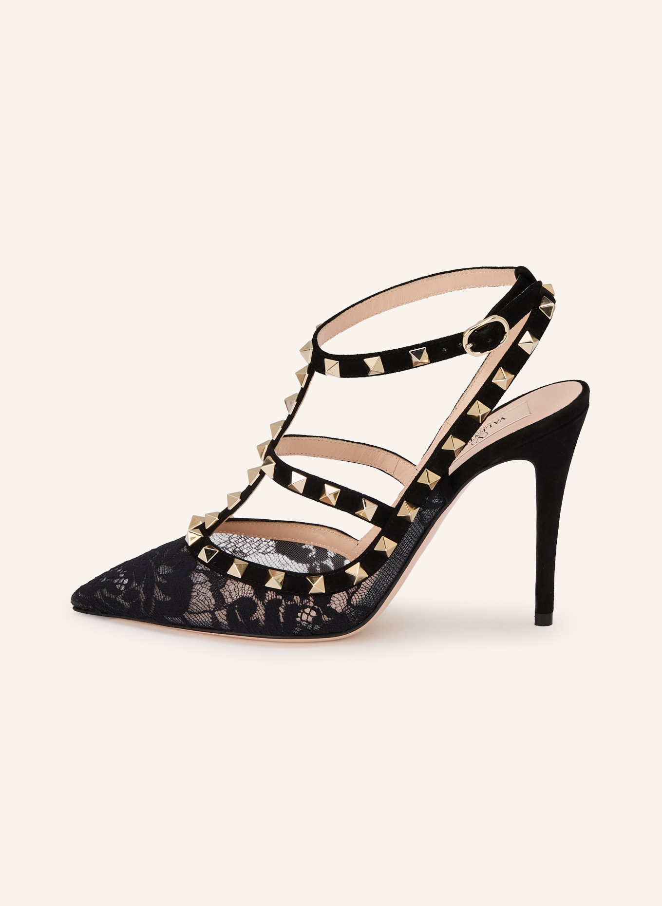 VALENTINO GARAVANI ROCKSTUD slingback pumps with studs: BLACK / SILVER