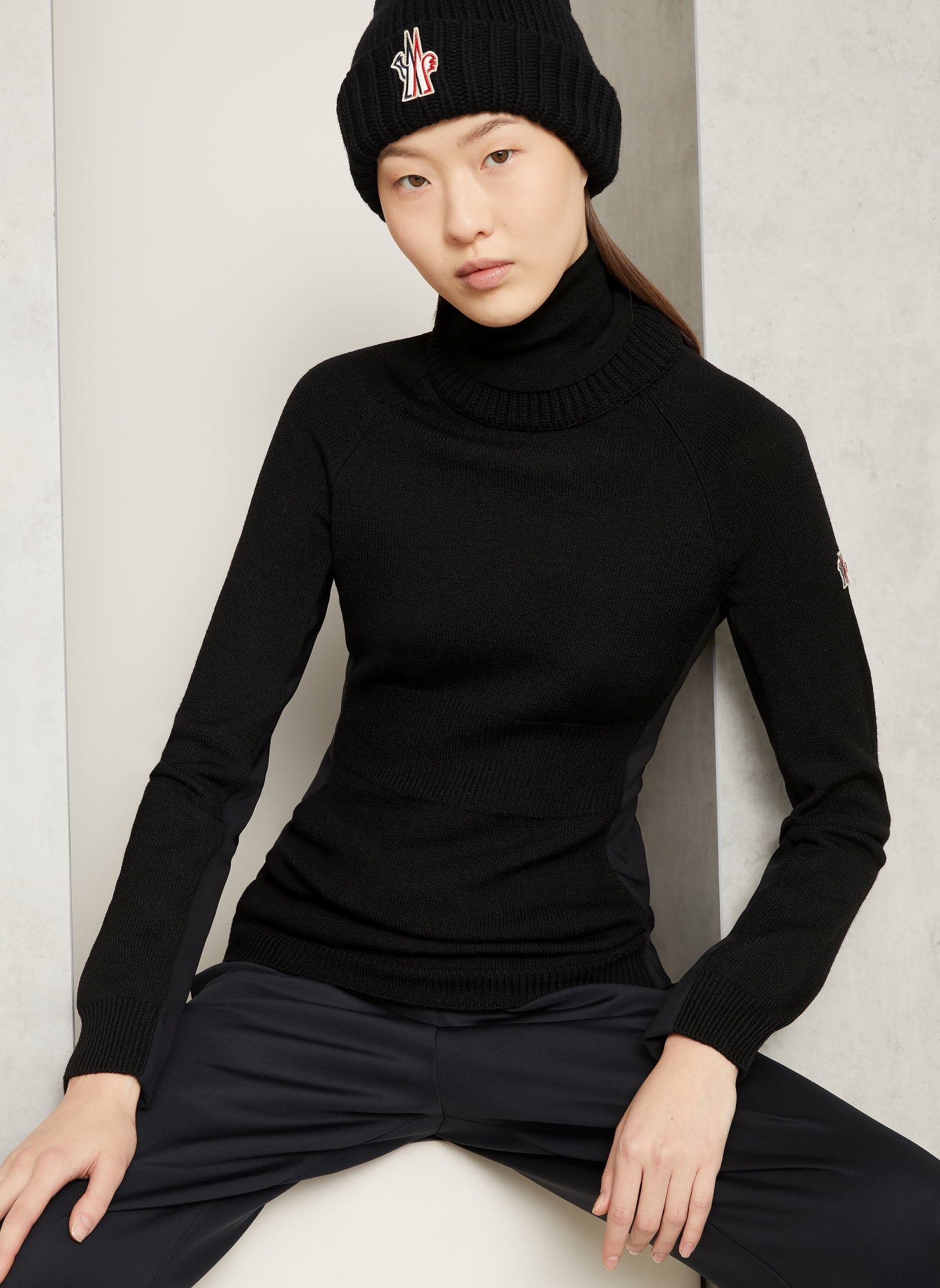 MONCLER GRENOBLE turtleneck sweater: BLACK