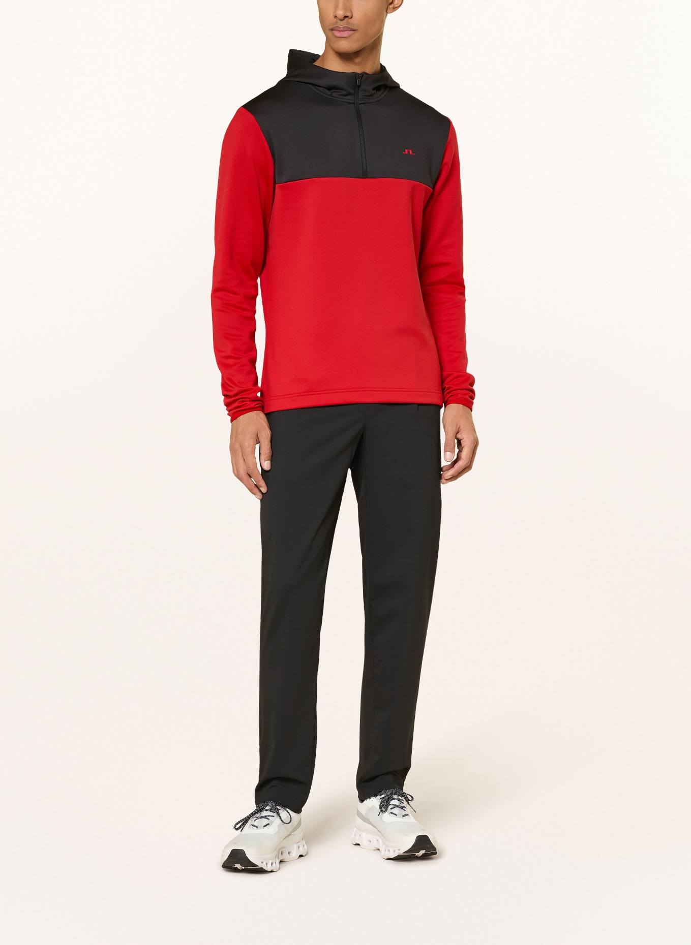 J.LINDEBERG Bluza z kapturem funkcjonalna: CZERWONY / CZARNY