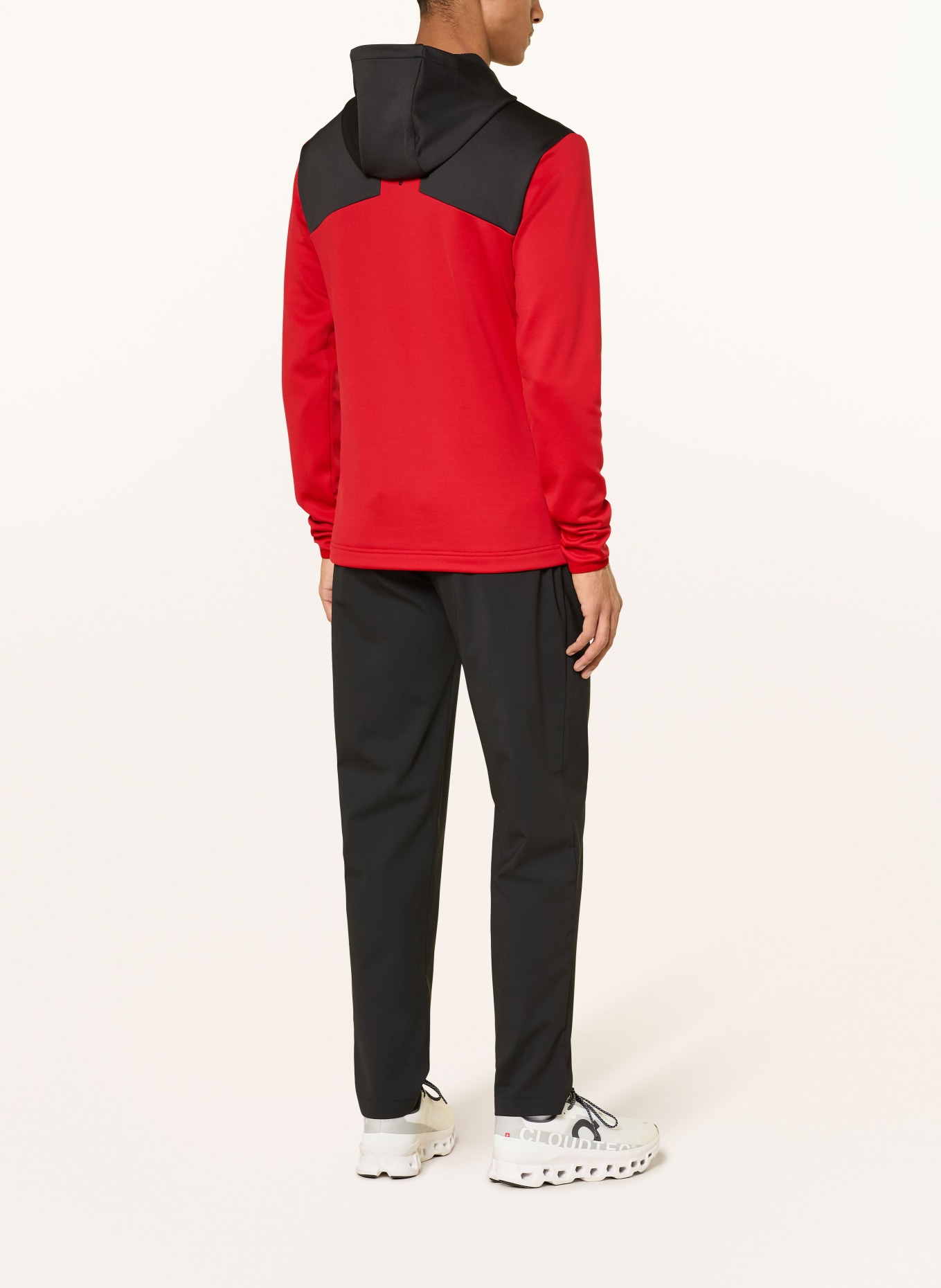 J.LINDEBERG Bluza z kapturem funkcjonalna: CZERWONY / CZARNY