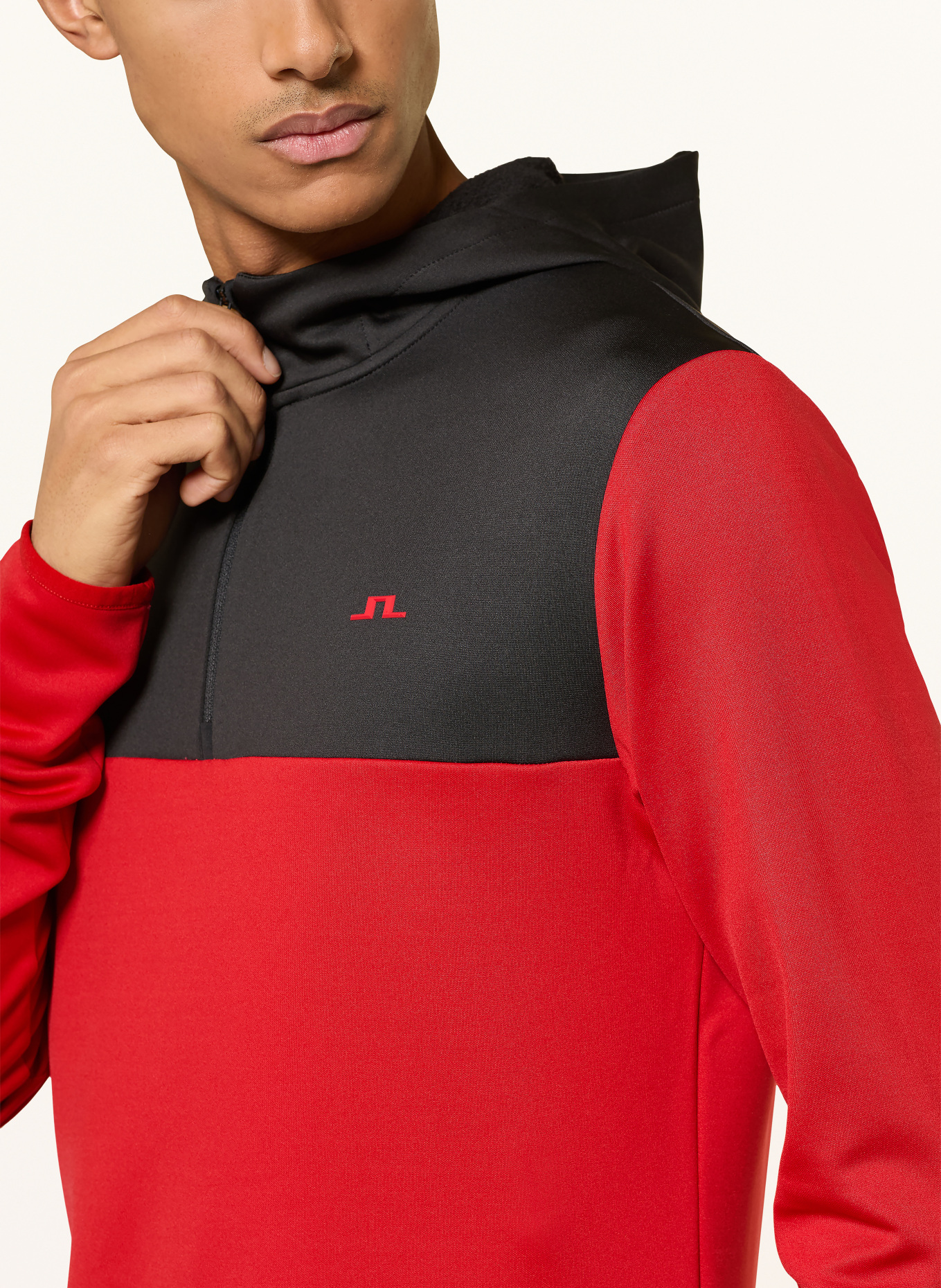 J.LINDEBERG Bluza z kapturem funkcjonalna: CZERWONY / CZARNY