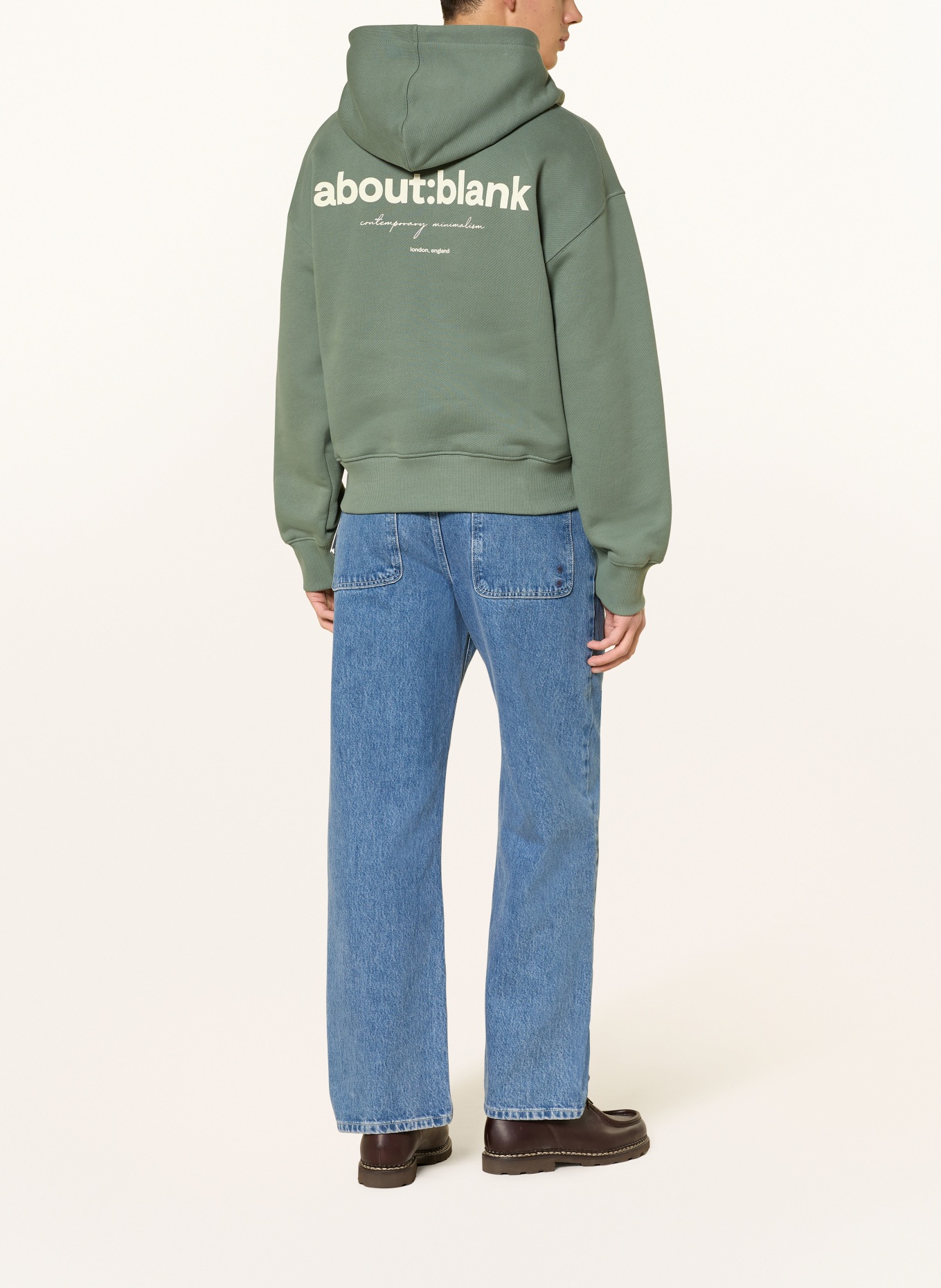 about:blank Hoodie: GRÜN / ECRU