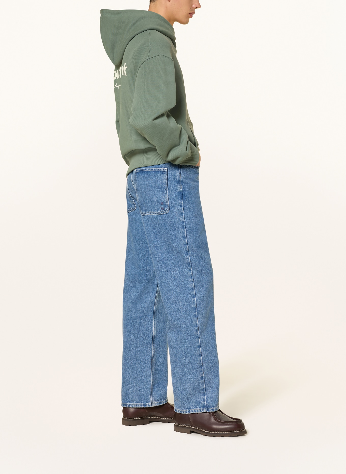 about:blank Hoodie: GRÜN / ECRU