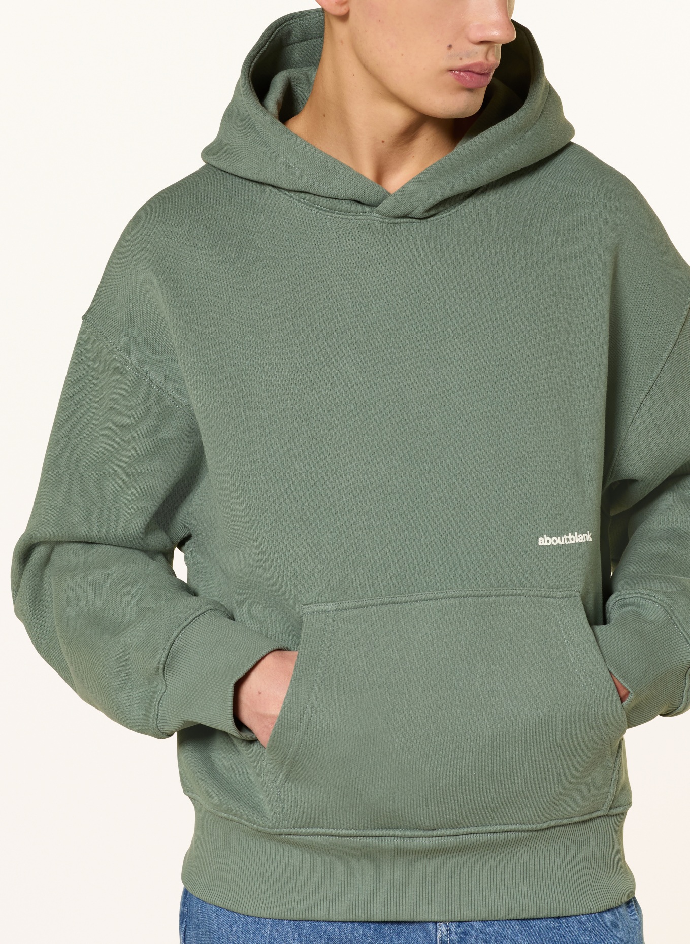 about:blank Hoodie: GRÜN / ECRU