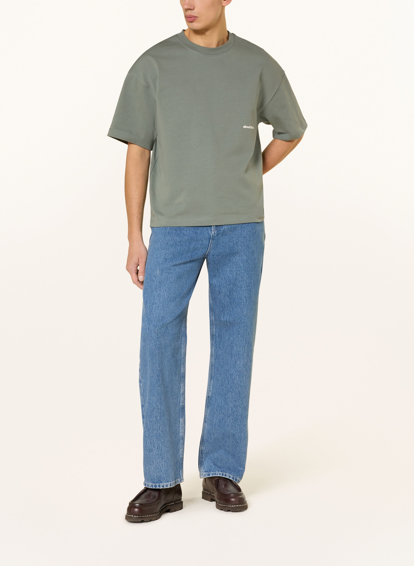 about:blank T-Shirt: GRÜN / ECRU