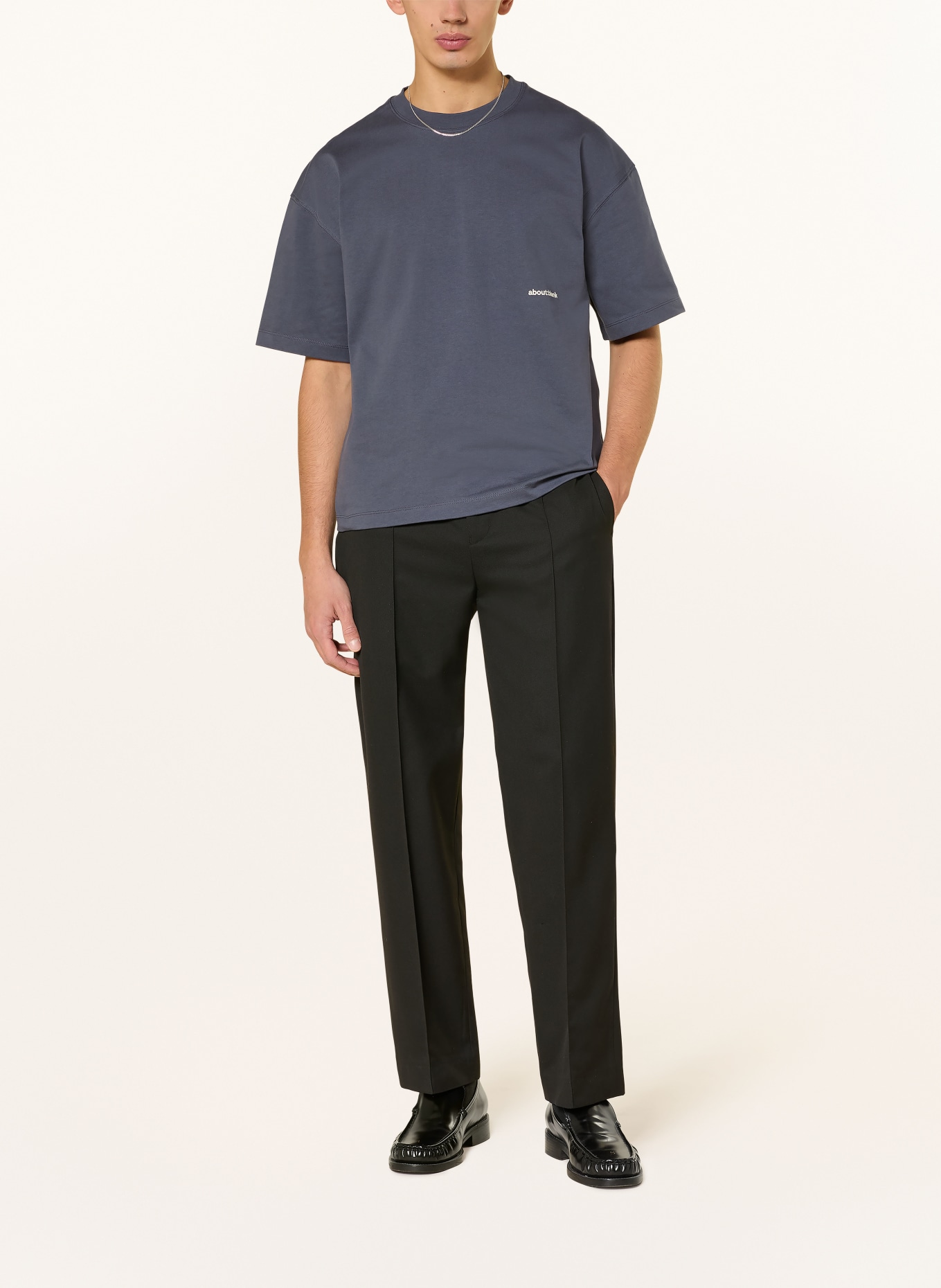 about:blank T-Shirt: DUNKELBLAU / ECRU