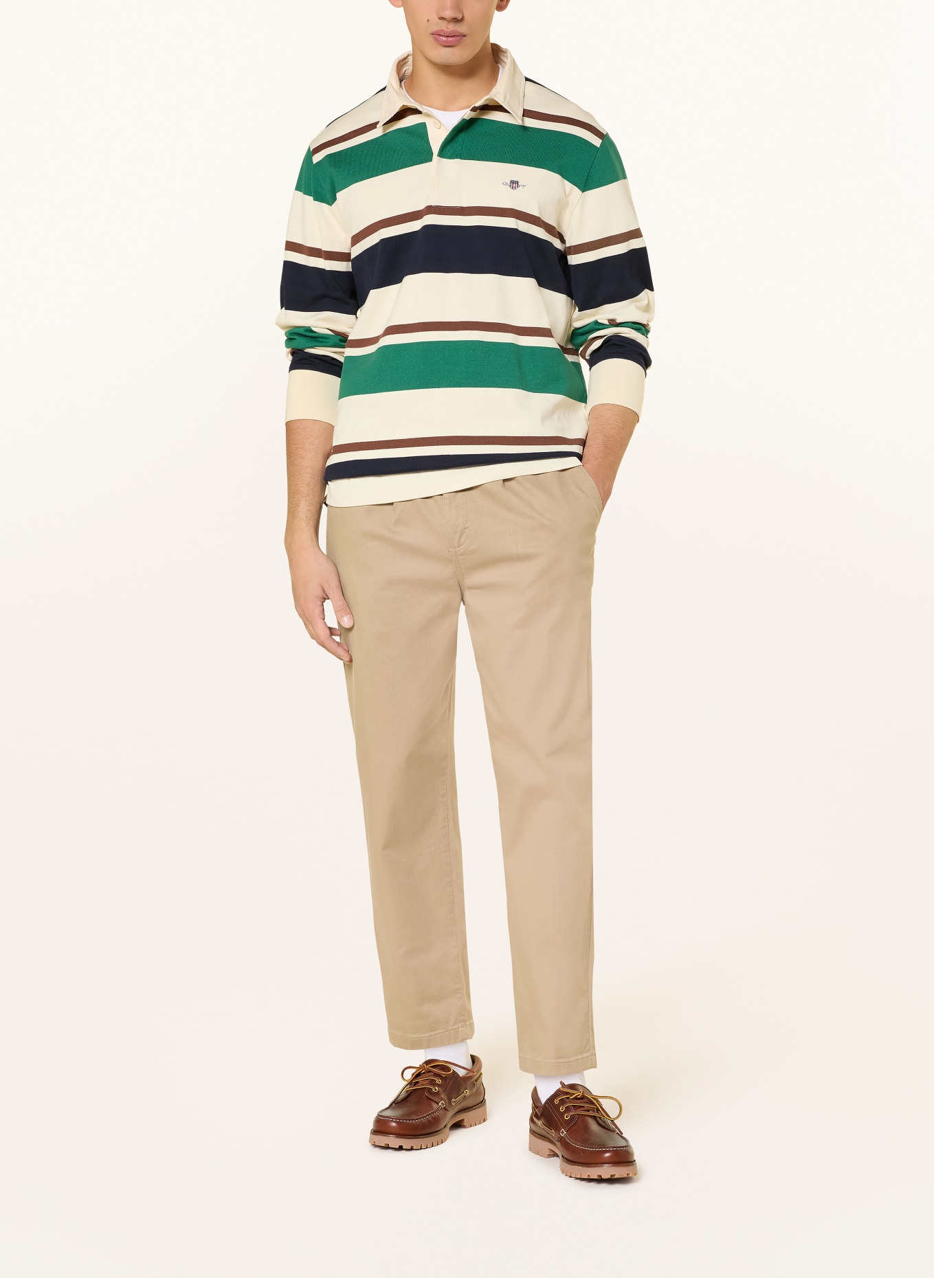 GANT koszulka do rugby: KREMOWY / ZIELONY / GRANATOWY