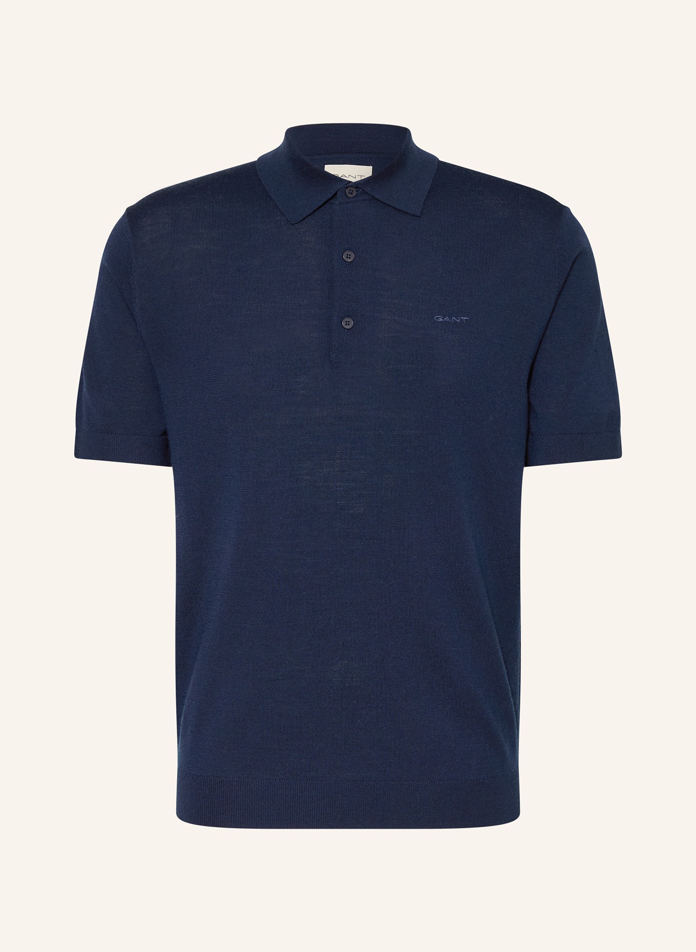 GANT Strick-Poloshirt Regular Fit aus Merinowolle: DUNKELBLAU