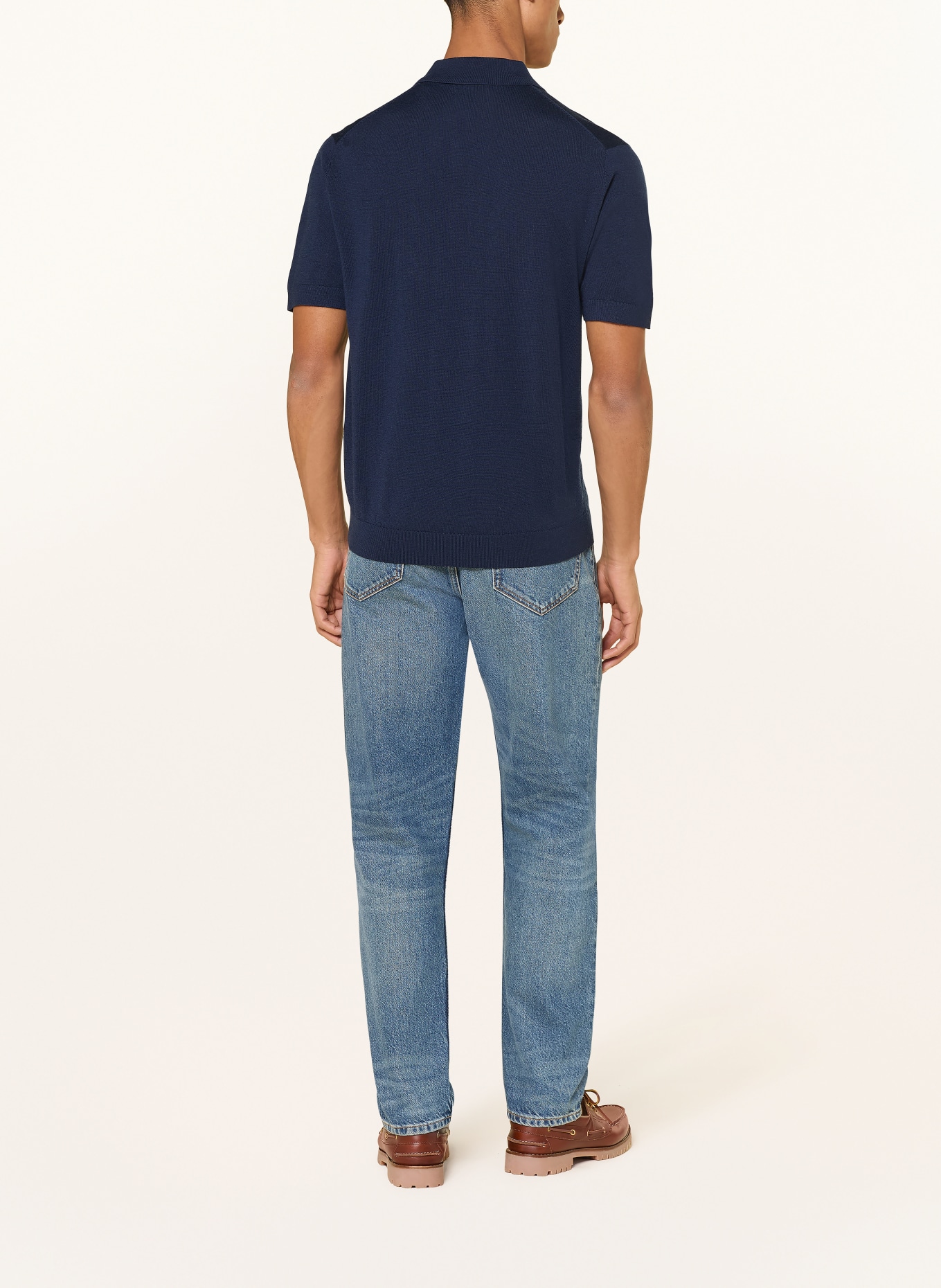 GANT Strick-Poloshirt Regular Fit aus Merinowolle: DUNKELBLAU