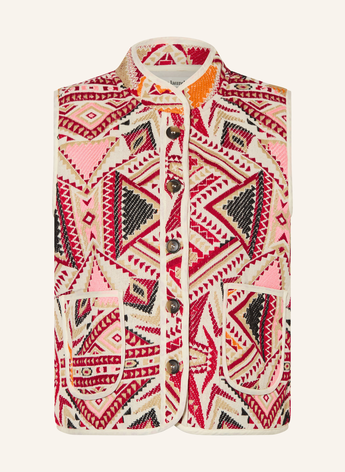 lollys laundry Steppweste CAIROLL aus Jacquard: DUNKELROT / NEONROSA / BEIGE