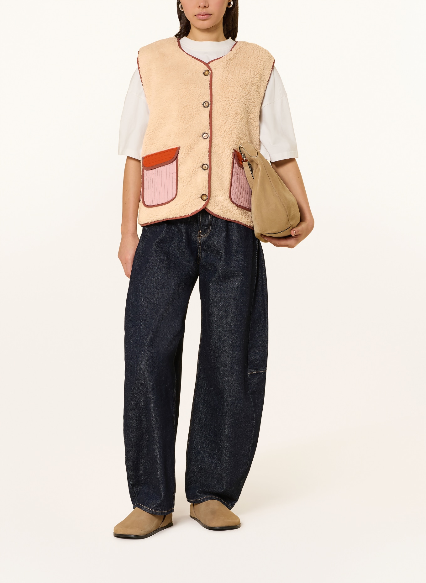 lollys laundry Teddyfellová vesta JACELL: BÉŽOVÁ / RŮŽOVÁ