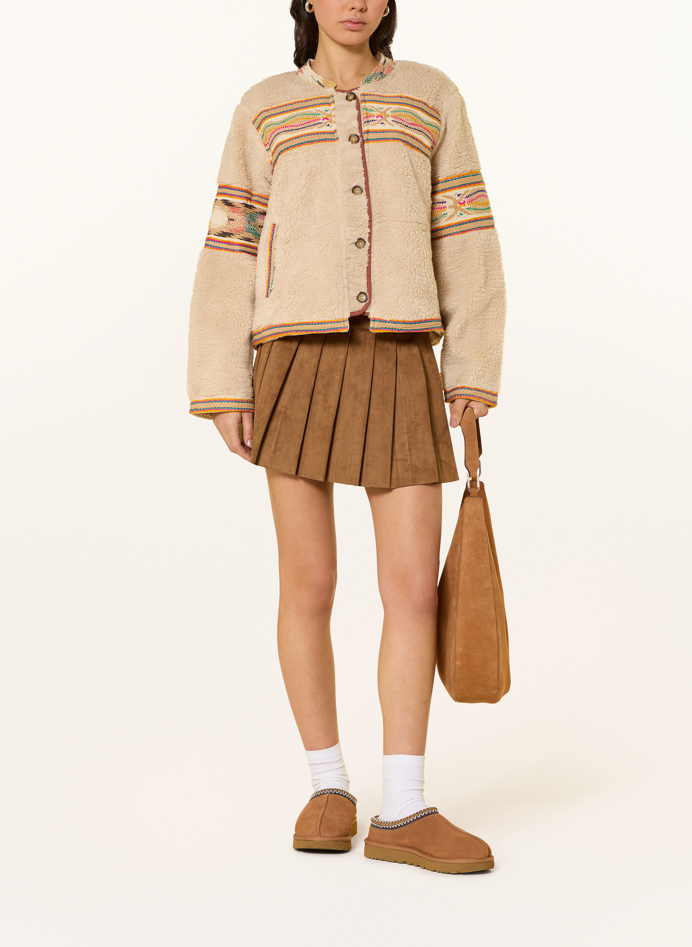 lollys laundry Teddyfell-Jacke SIRILL: HELLBRAUN / PINK / TÜRKIS