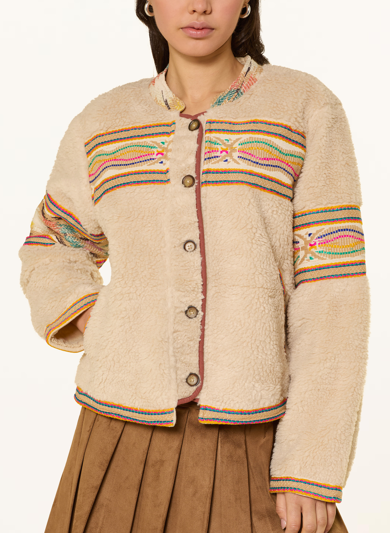 lollys laundry Teddyfell-Jacke SIRILL: HELLBRAUN / PINK / TÜRKIS