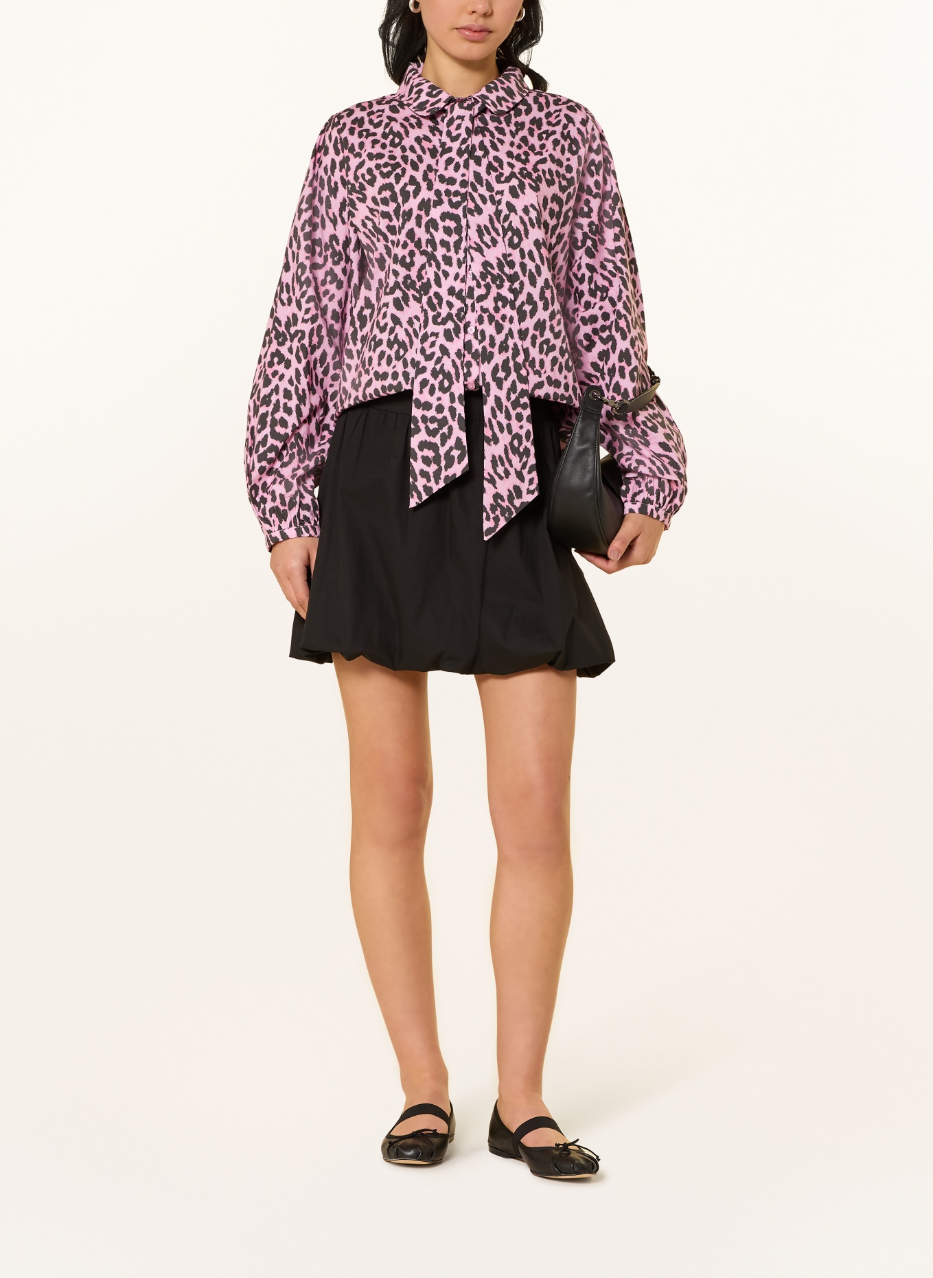 lollys laundry Bluzka ELLIELL z odpinanym kołnierzykiem: RÓŻOWY / CZARNY