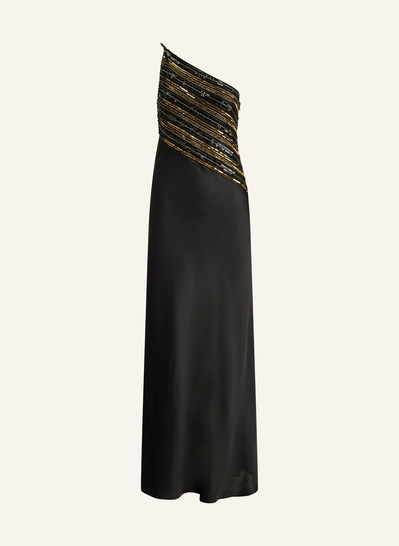 LAUREN RALPH LAUREN Abendkleid mit Perlen: SCHWARZ / GOLD