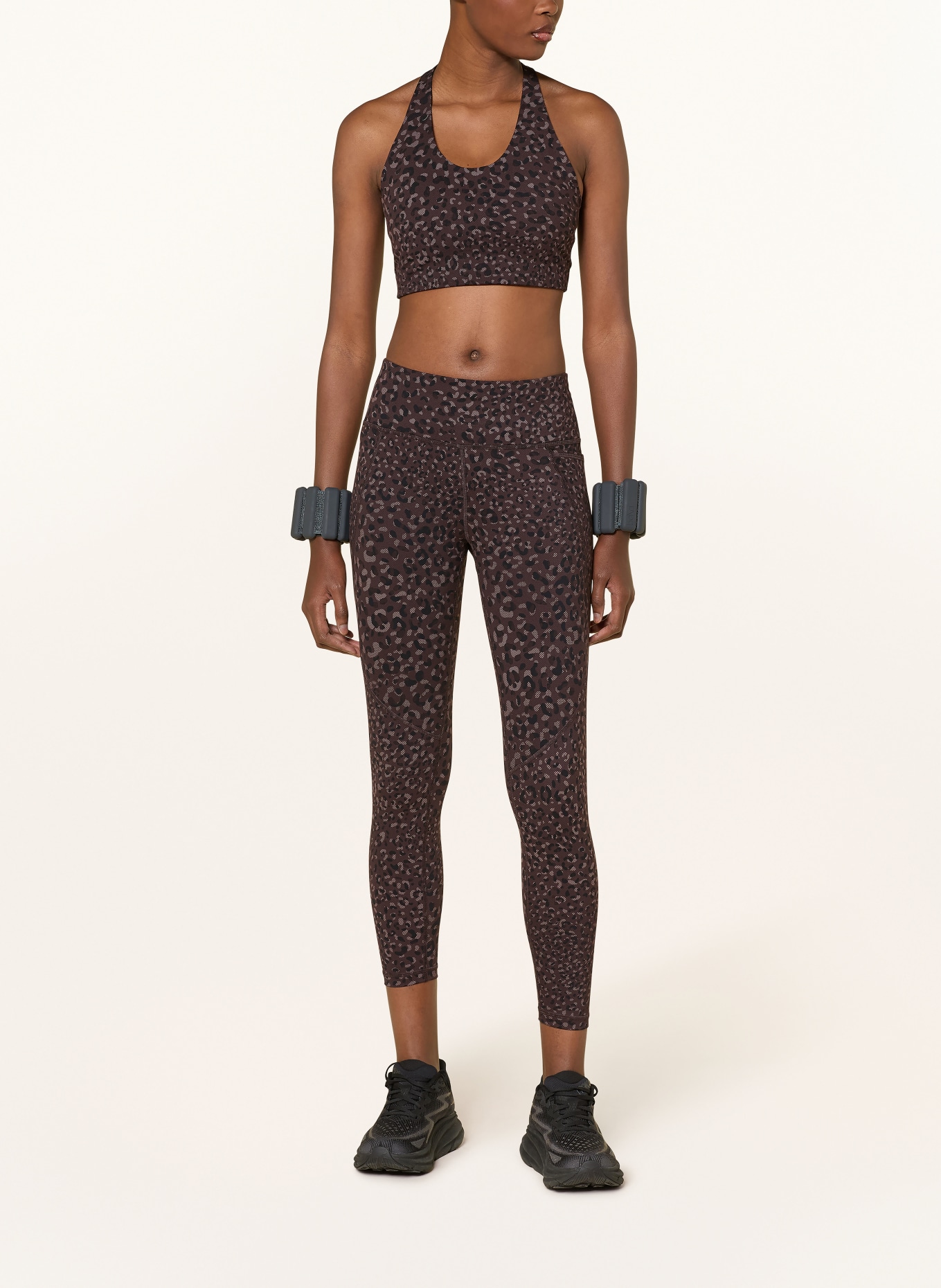 Sweaty Betty Sportovní podprsenka POWER RACER: TMAVĚ HNĚDÁ / SVĚTLE HNĚDÁ / ČERNÁ