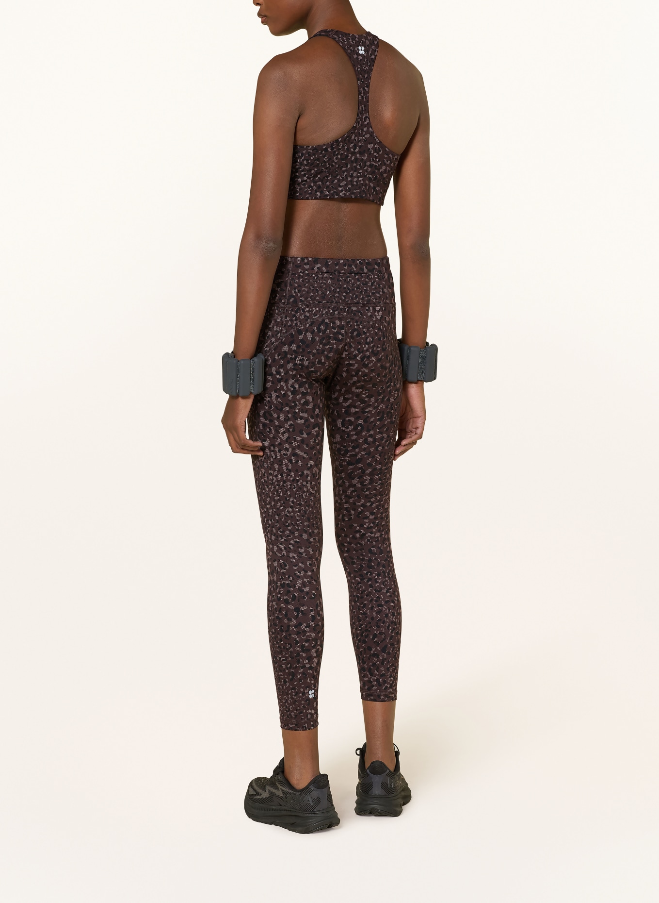 Sweaty Betty Sportovní podprsenka POWER RACER: TMAVĚ HNĚDÁ / SVĚTLE HNĚDÁ / ČERNÁ