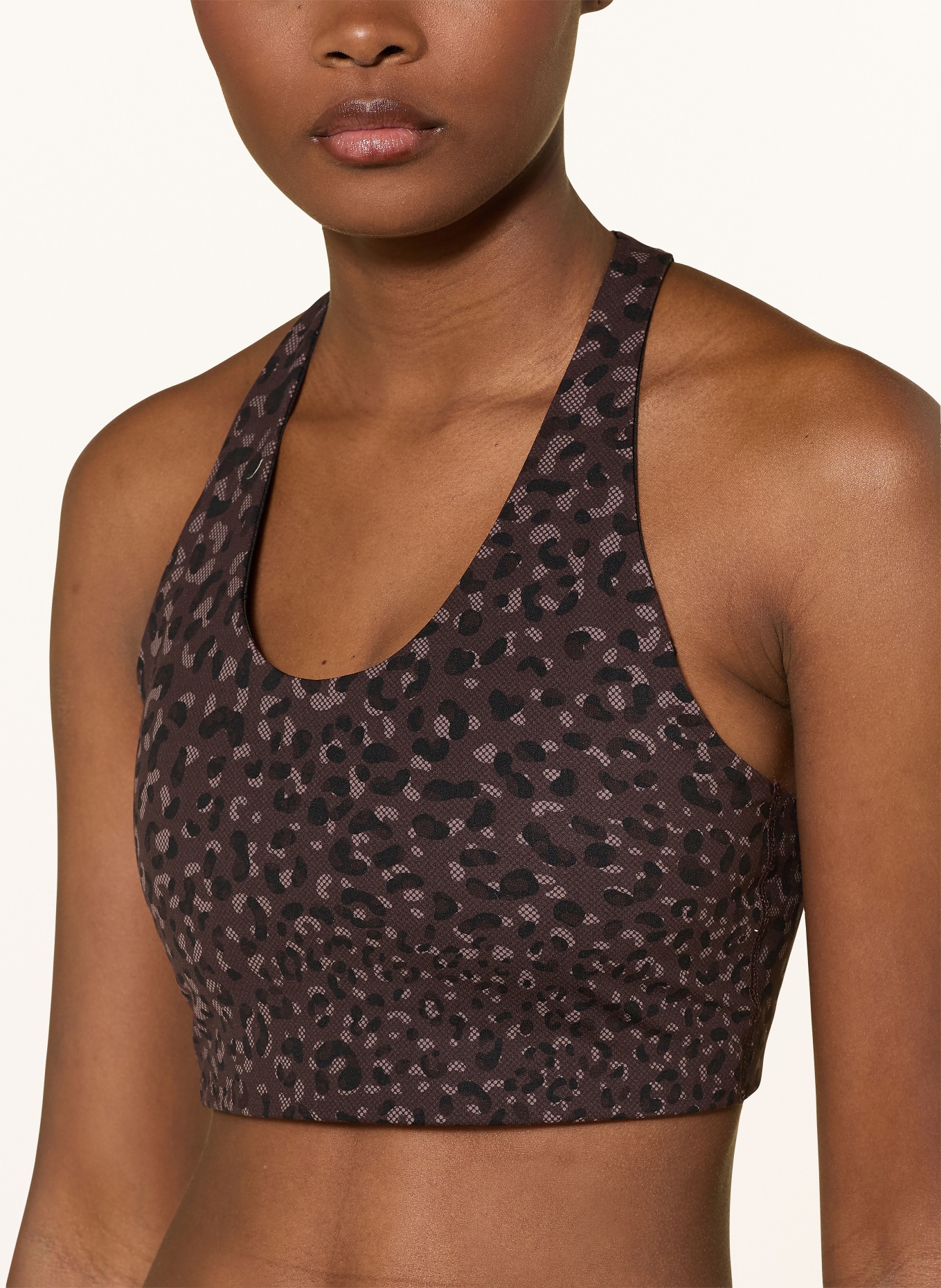 Sweaty Betty Sportovní podprsenka POWER RACER: TMAVĚ HNĚDÁ / SVĚTLE HNĚDÁ / ČERNÁ