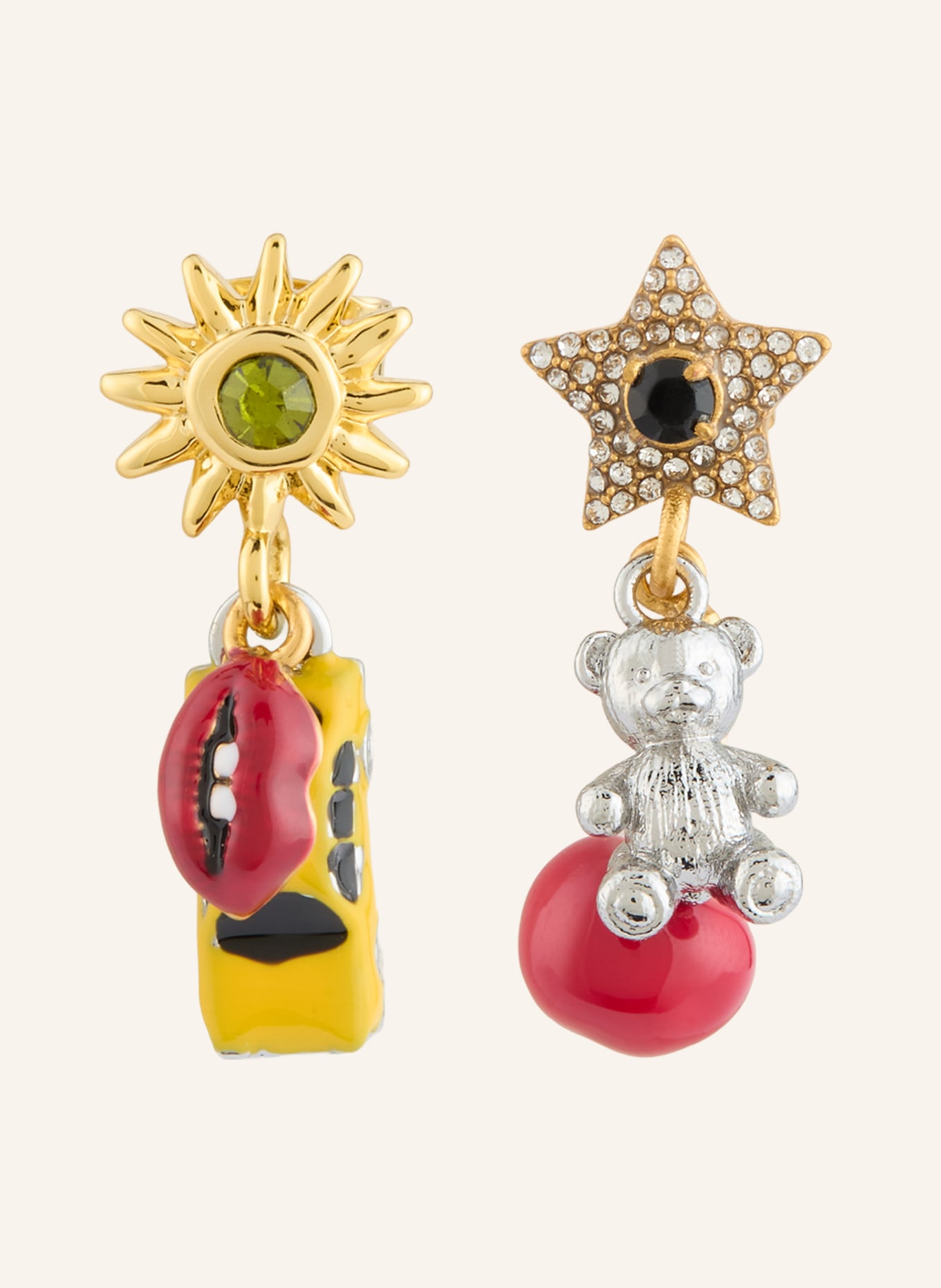 MARC JACOBS Ohrhänger THE TRINKET CHARM CLUSTER: GOLD / ROT / DUNKELGELB