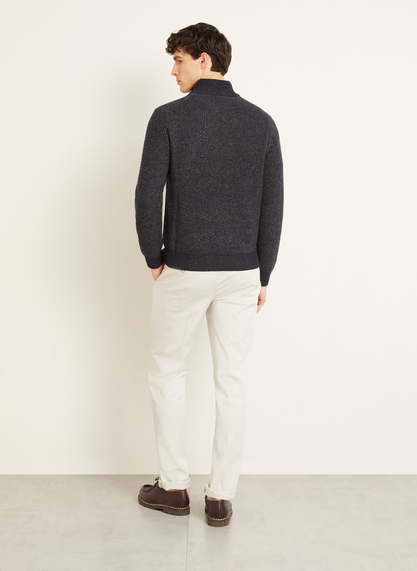 FIORONI Troyer SERAFINA z kaszmir: GRANATOWY / BEŻOWY