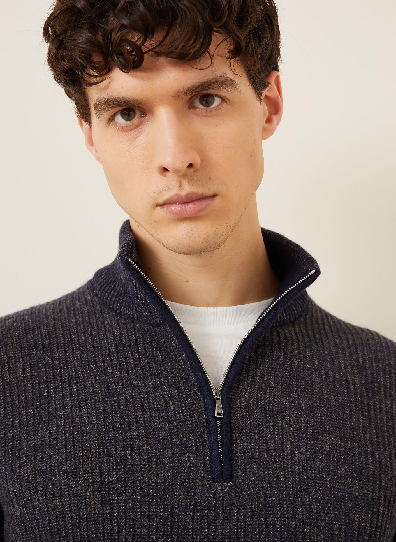 FIORONI Troyer SERAFINA z kaszmir: GRANATOWY / BEŻOWY