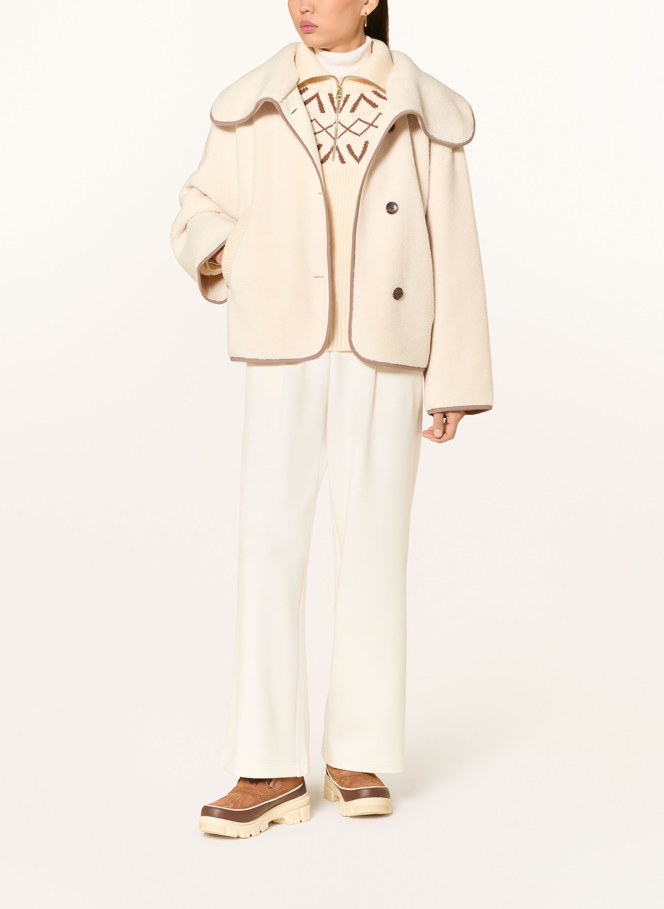 VARLEY teddy fur jacket: LIGHT BROWN / TAUPE