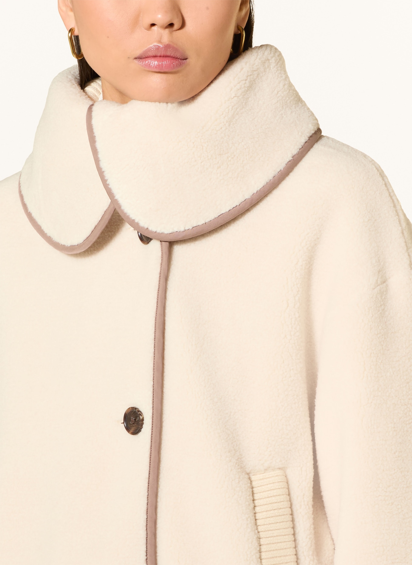 VARLEY teddy fur jacket: LIGHT BROWN / TAUPE