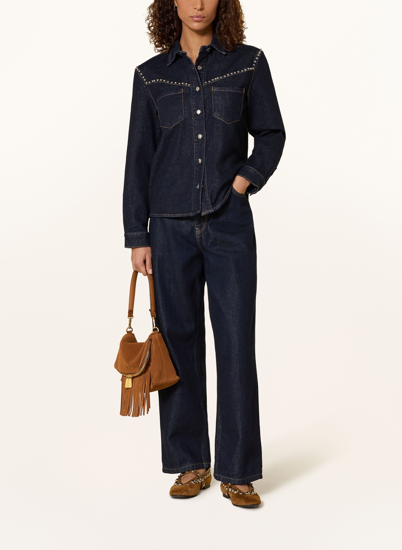 ONLY Džínová košile s cvočky: TMAVĚ MODRÁ