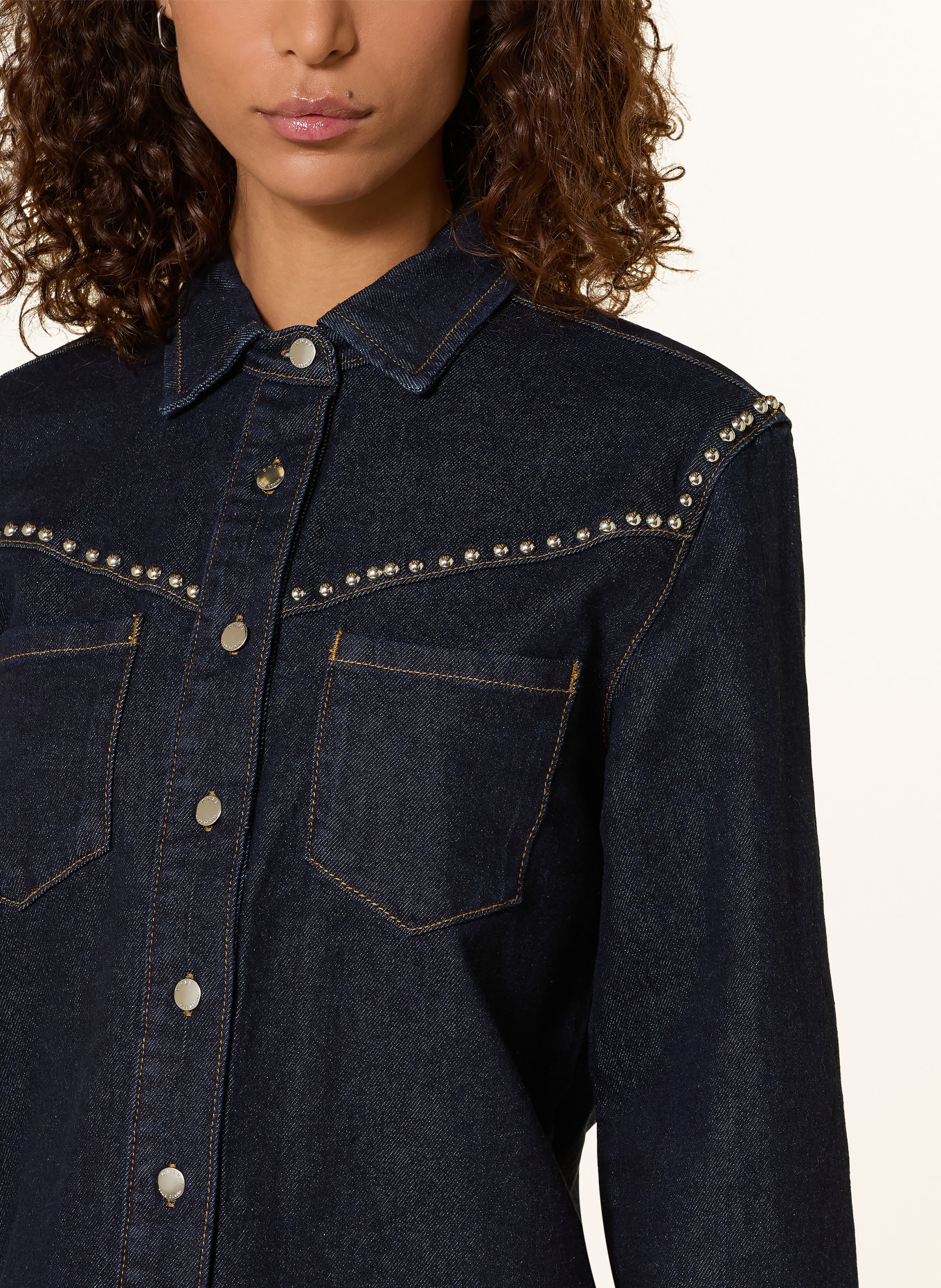 ONLY Džínová košile s cvočky: TMAVĚ MODRÁ