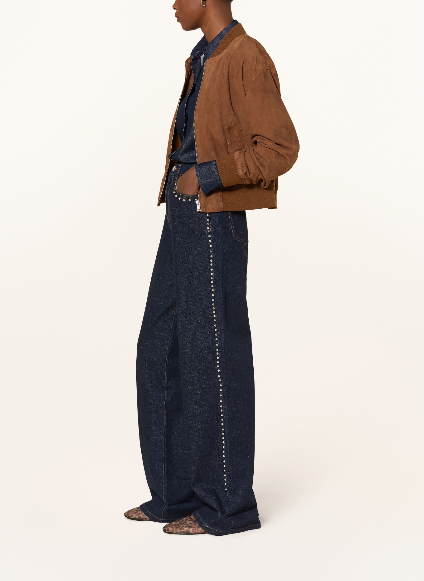 ONLY Džíny Wide Leg HOPE s ozdobnými kamínky: DARK BLUE DENIM