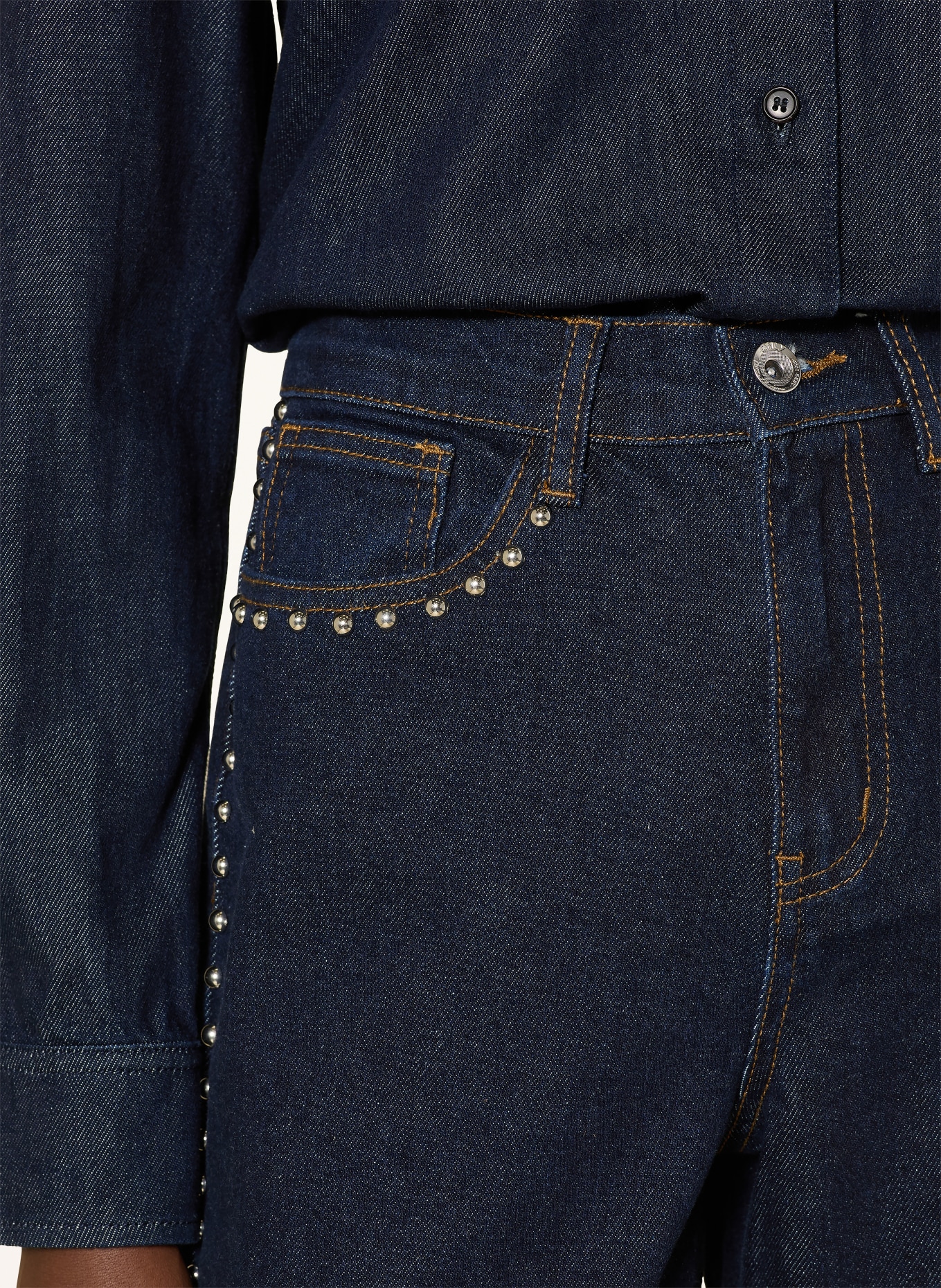 ONLY Džíny Wide Leg HOPE s ozdobnými kamínky: DARK BLUE DENIM