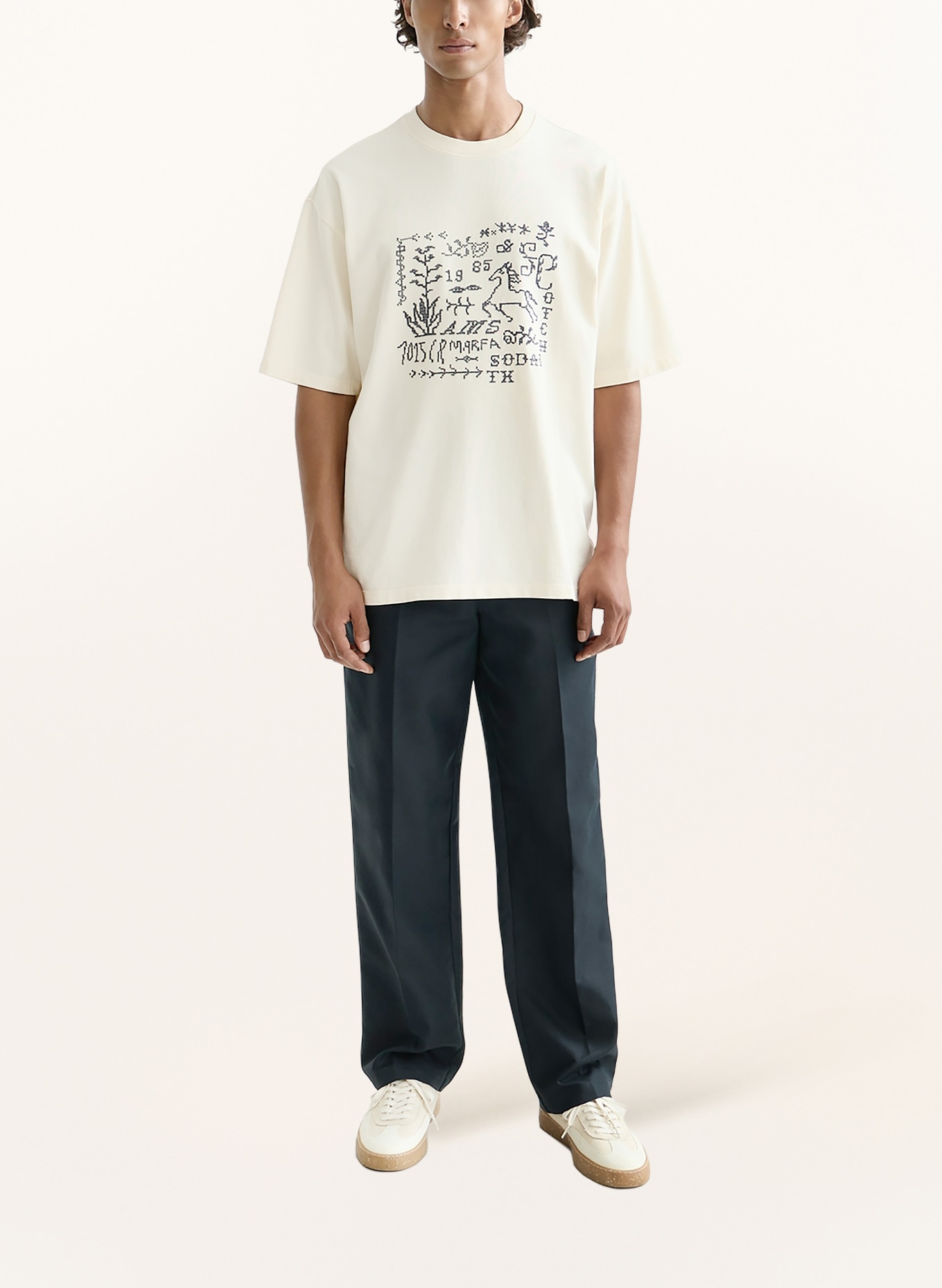 SCOTCH & SODA koszulka: ECRU / GRANATOWY