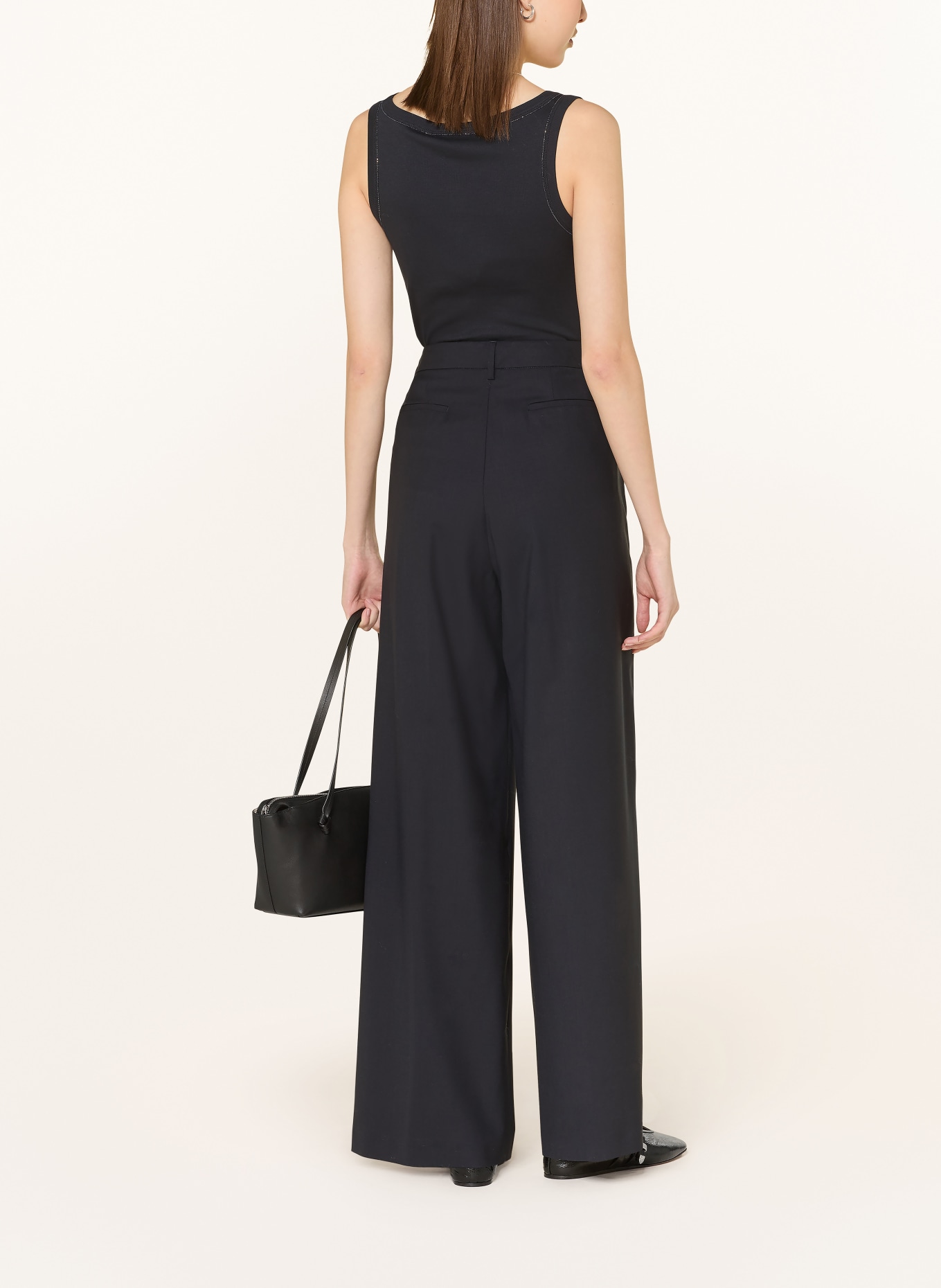 FABIANA FILIPPI Pantalon Marlene avec pierres décoratives: BLEU FONCÉ