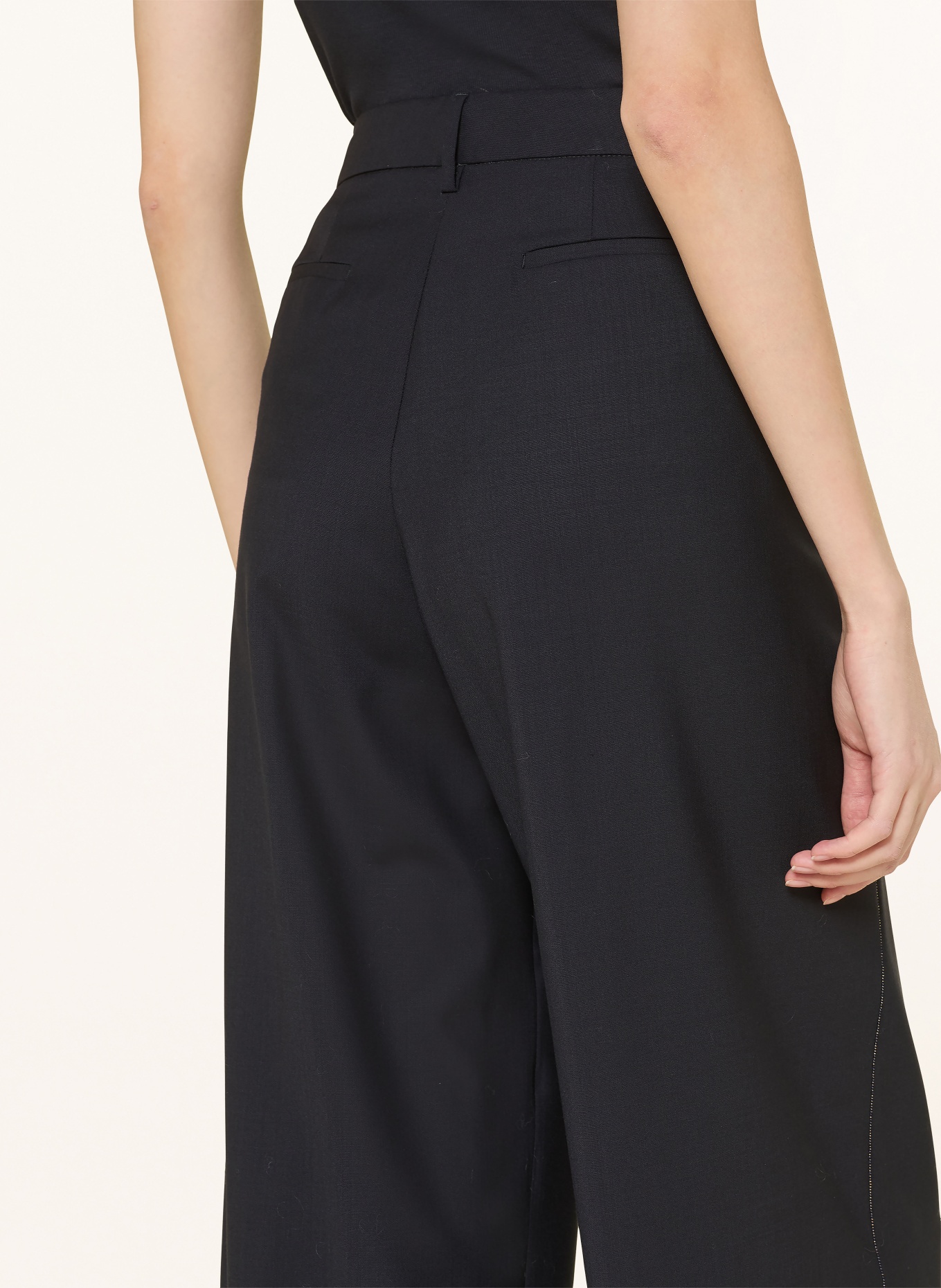 FABIANA FILIPPI Pantalon Marlene avec pierres décoratives: BLEU FONCÉ