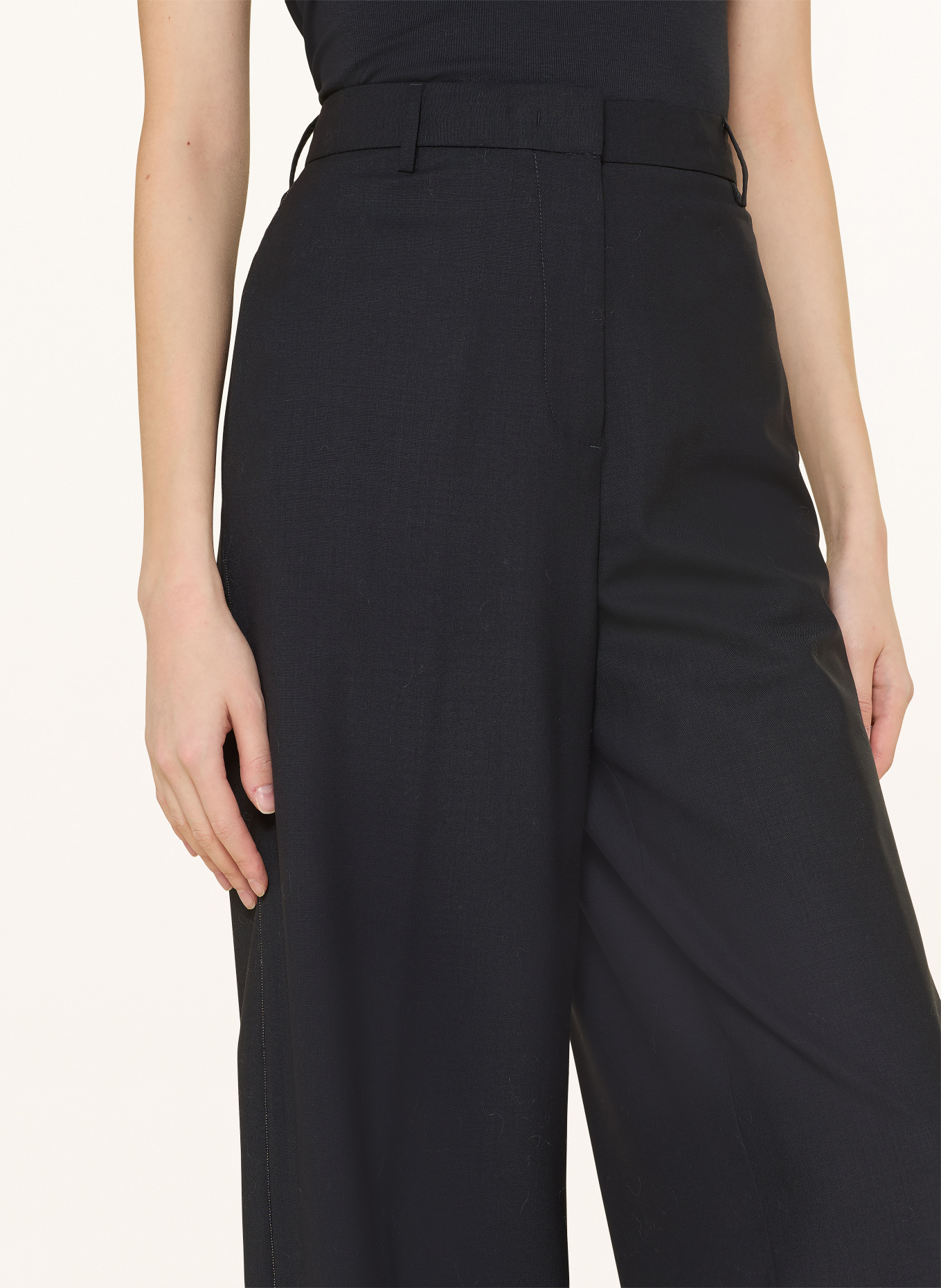 FABIANA FILIPPI Pantalon Marlene avec pierres décoratives: BLEU FONCÉ