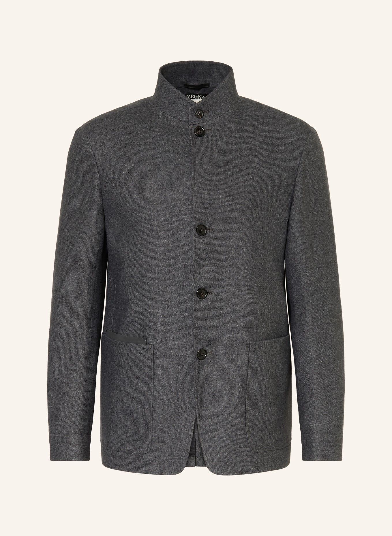 ZEGNA Regular fit jacket with silk: DARK GRAY